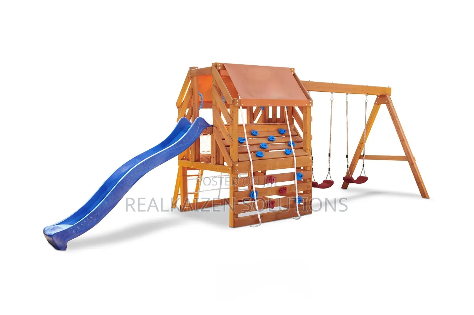Wood Outdoor Garden Playset With Swing Set Slide and Climber
