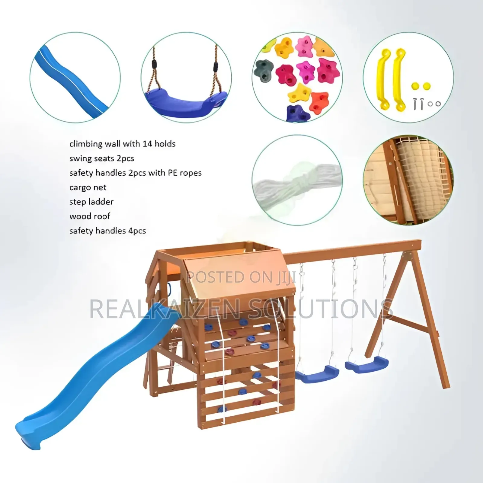 Wood Outdoor Garden Playset With Swing Set Slide and Climber