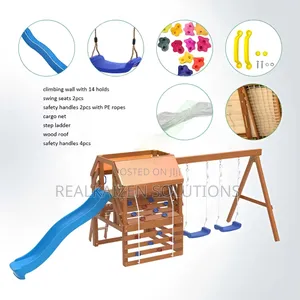 Wood Outdoor Garden Playset With Swing Set Slide and Climber