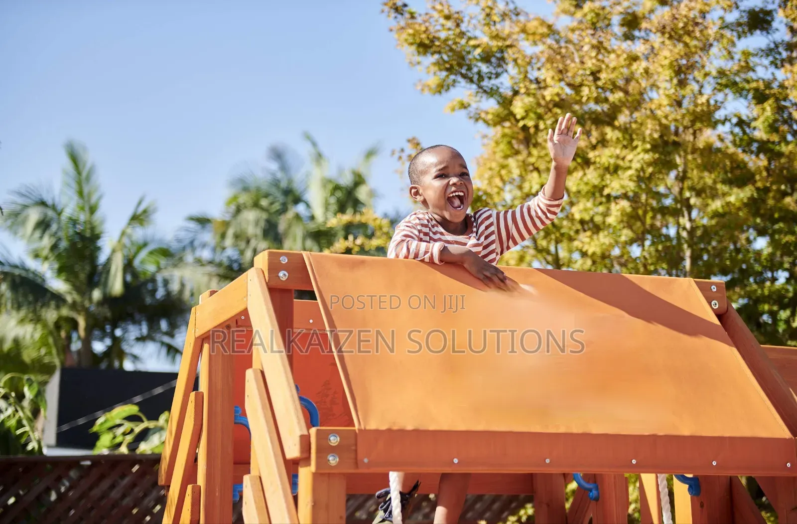 Wood Outdoor Garden Playset With Swing Set Slide and Climber