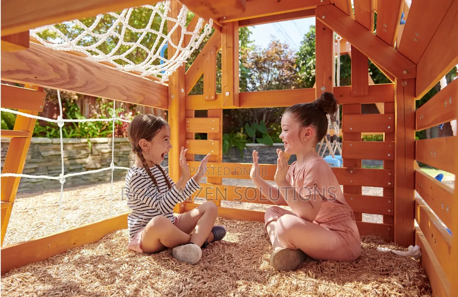 Wood Outdoor Garden Playset With Swing Set Slide and Climber