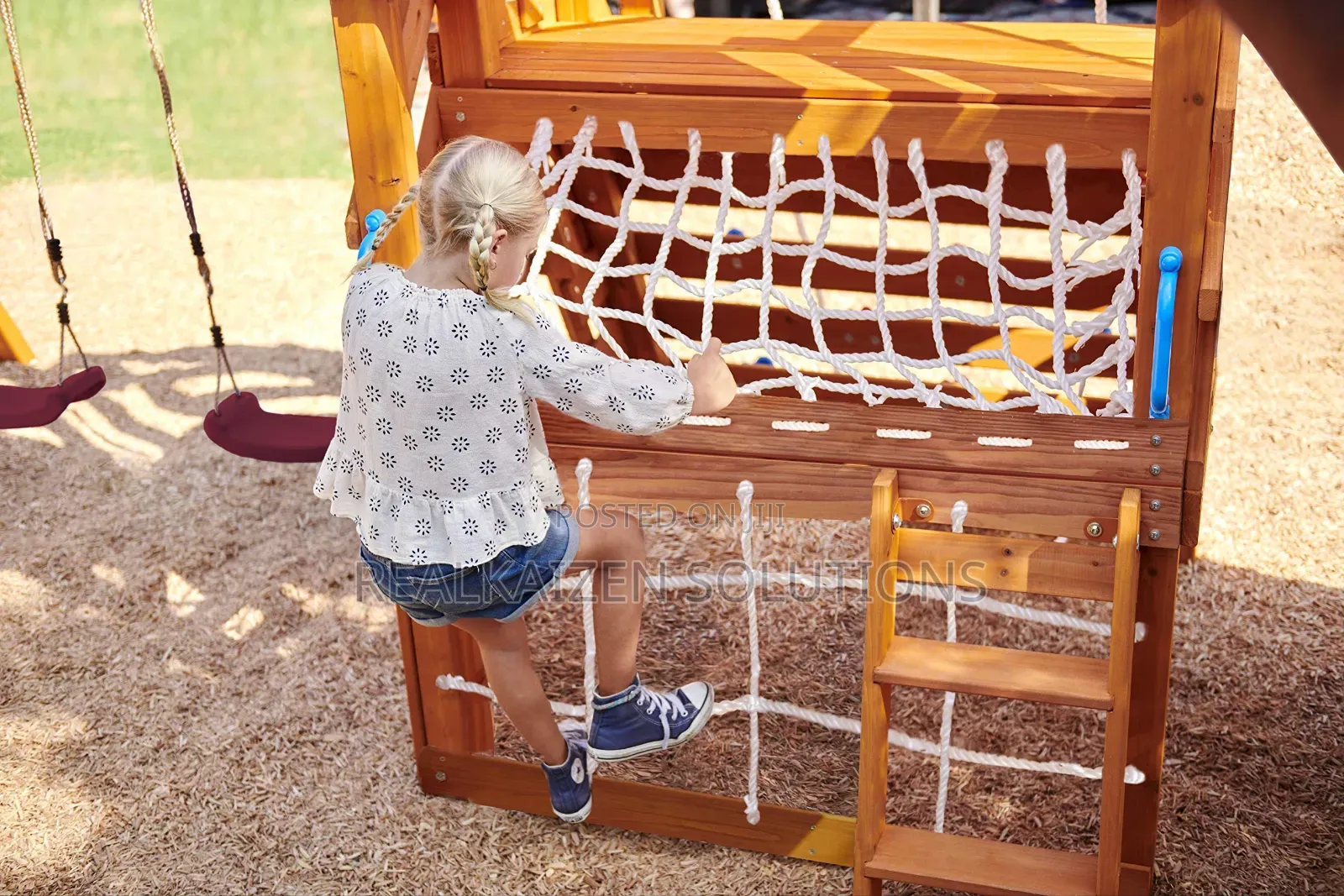Wood Outdoor Garden Playset With Swing Set Slide and Climber