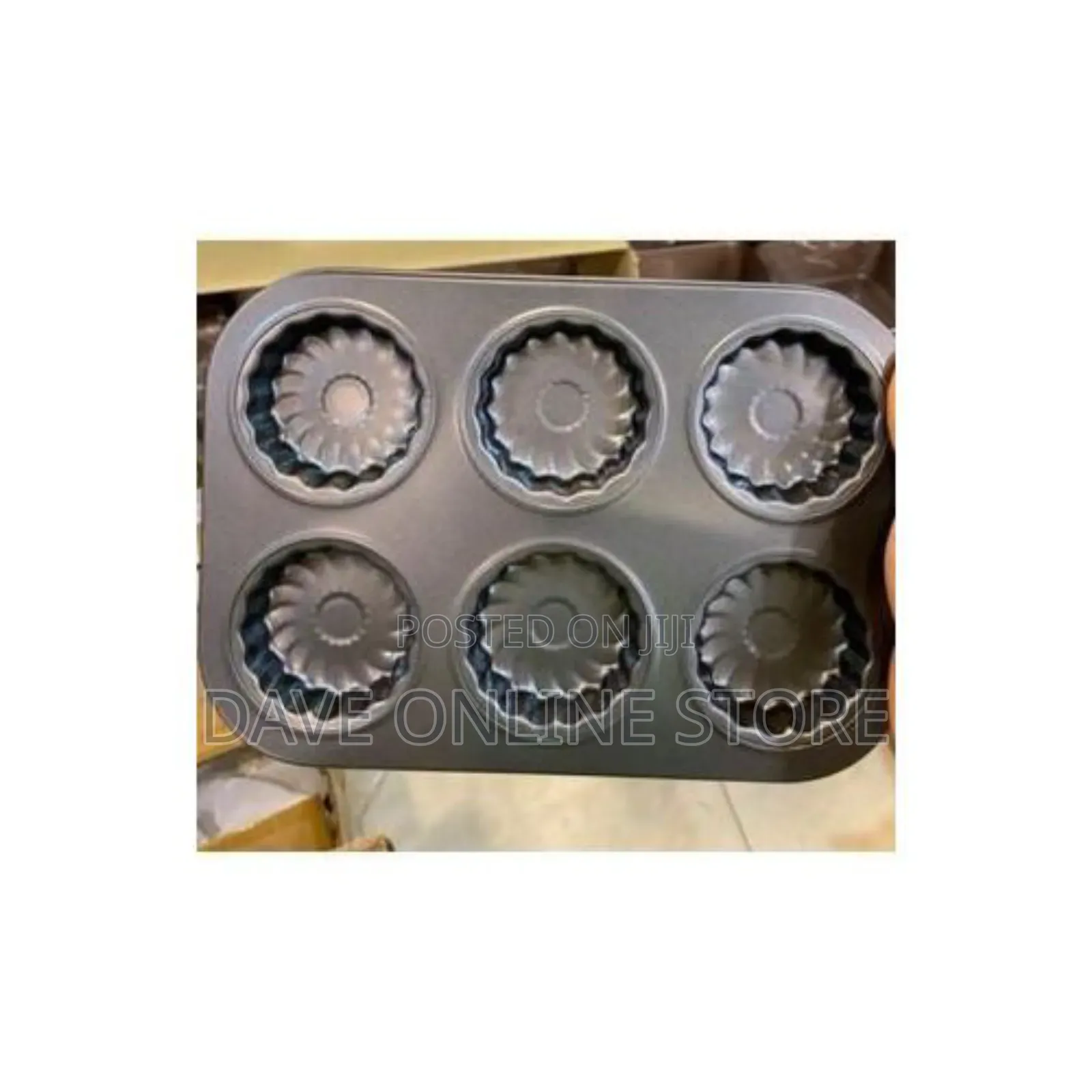 6-Hole Long Life,Cupcake Baking Tray /Oven Tray Pan - Black