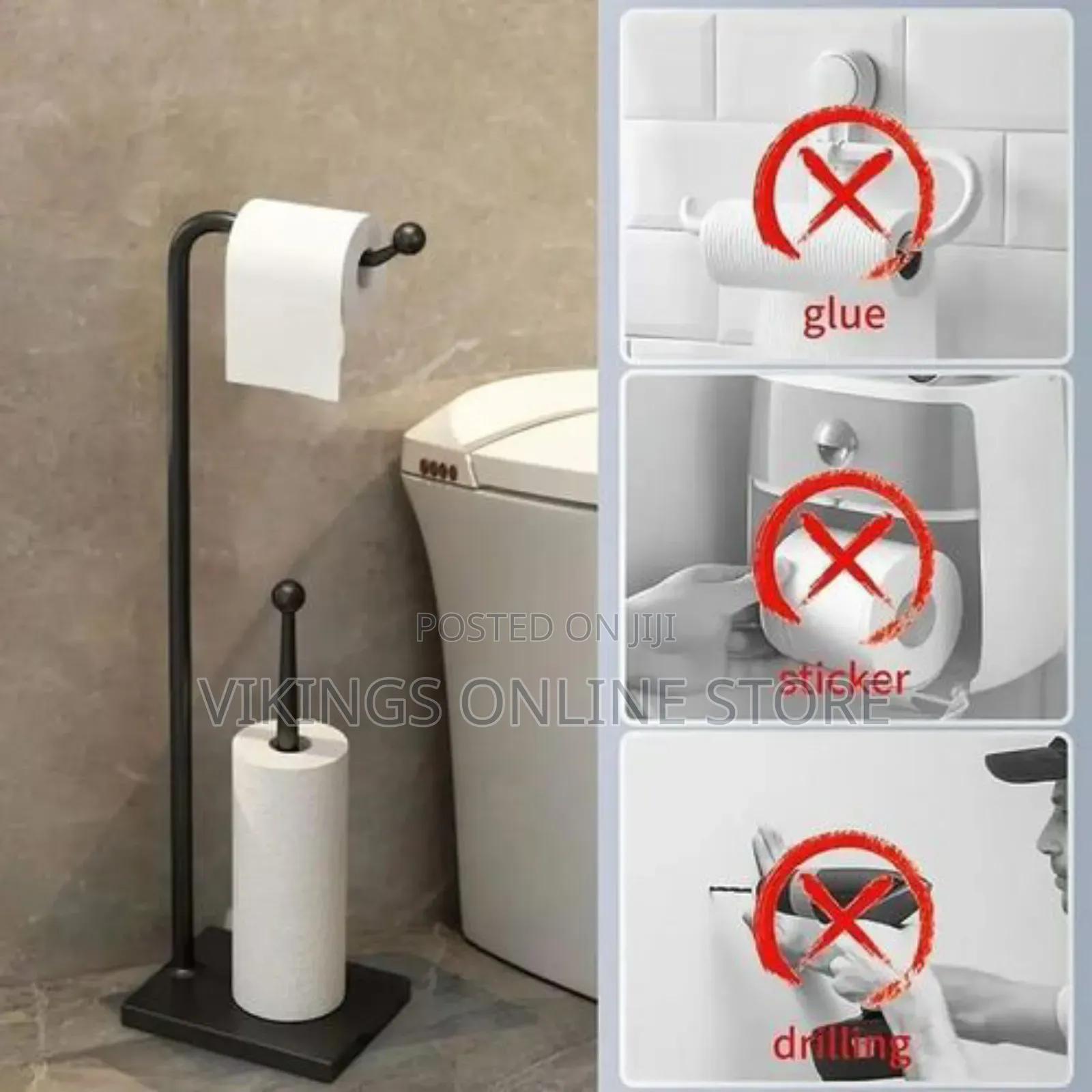 No Drilling Rustless Shelf Freestanding Tissue Rack