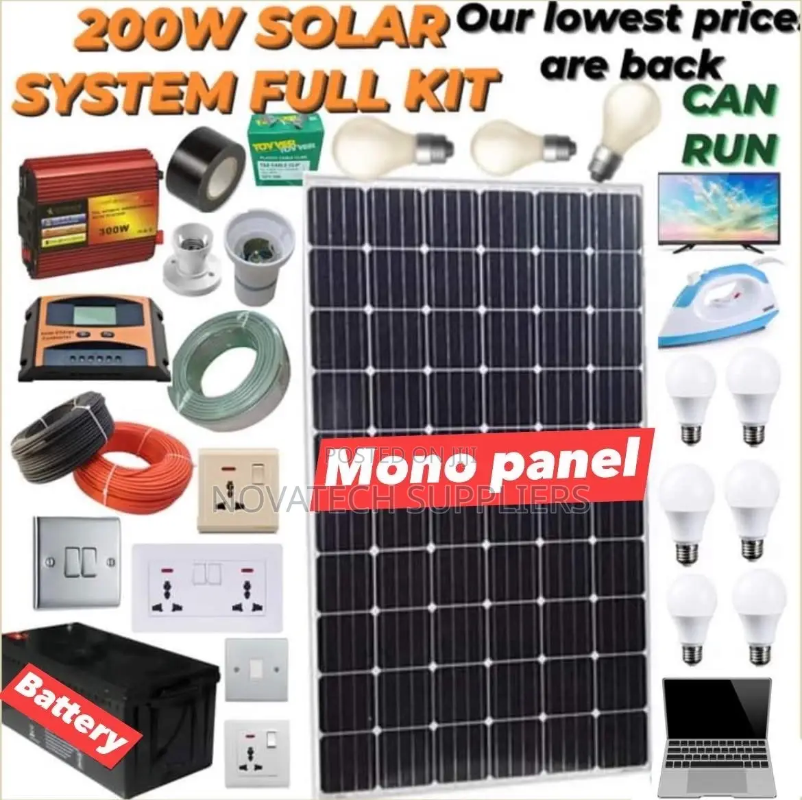 200W Solar System Full Kit / Complete Set