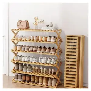 6 Later Bamboo Foldable Shoe Rack