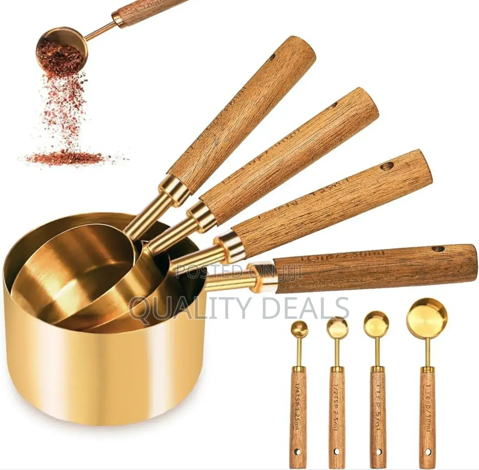 Gold Measuring Cups Spoons Set of 4
