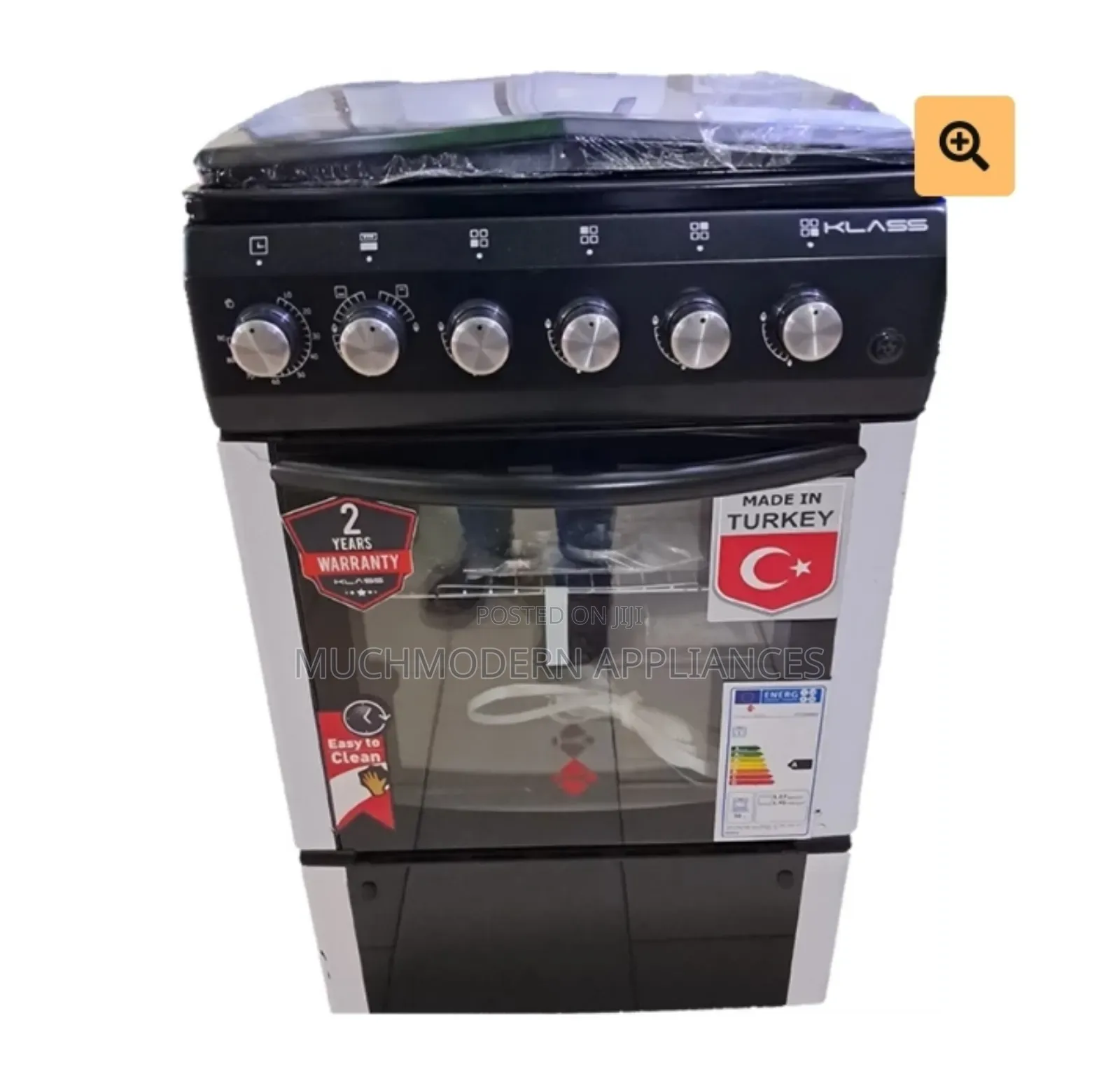 Klass Cooker 60x60cm,4gasoven+Grill,Lamp+Timer,4TTE-6640 BKL
