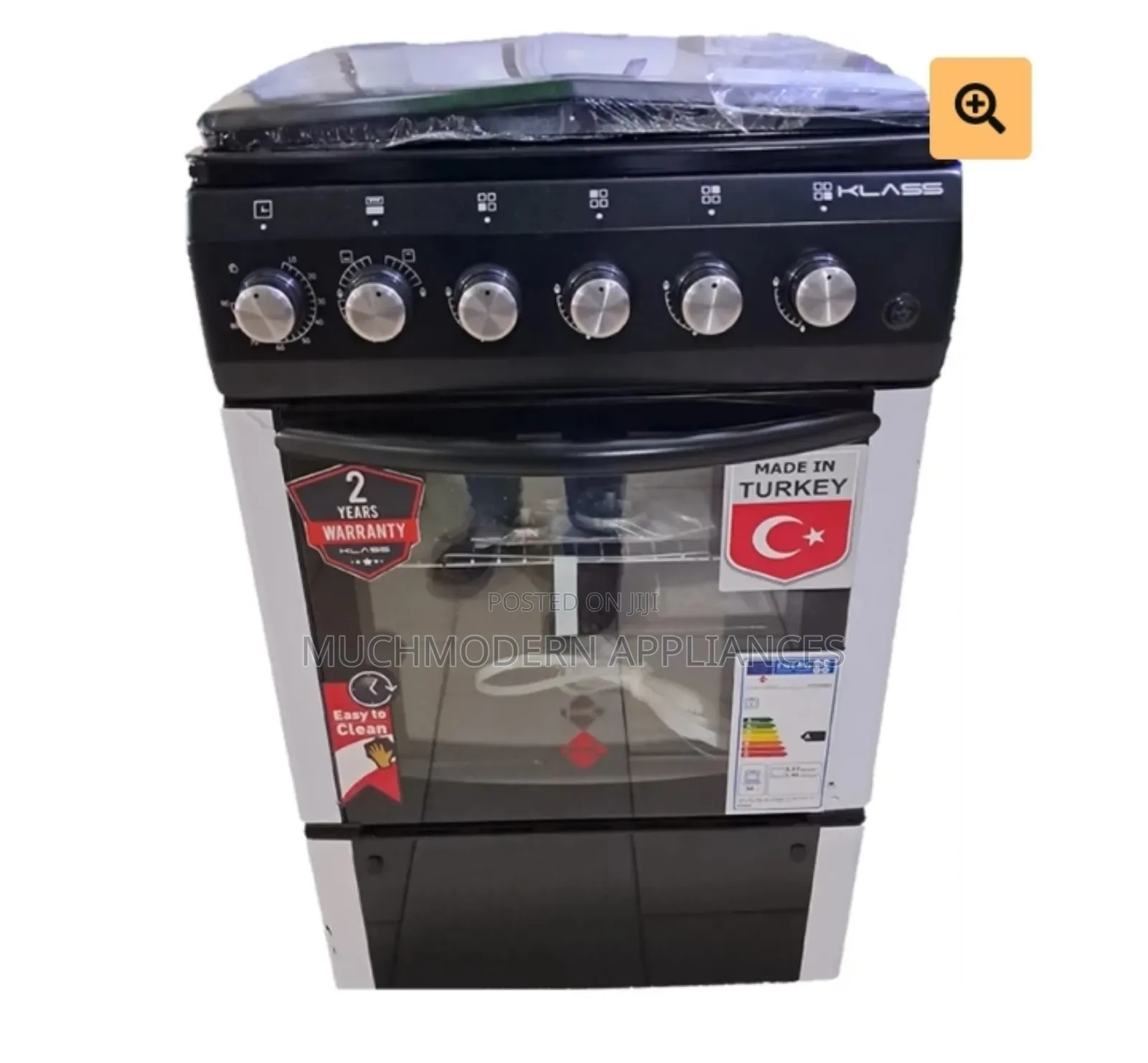 Klass Cooker 60x60cm,4gas,Oven Grill Lamp Timer4tte-6640 BKL