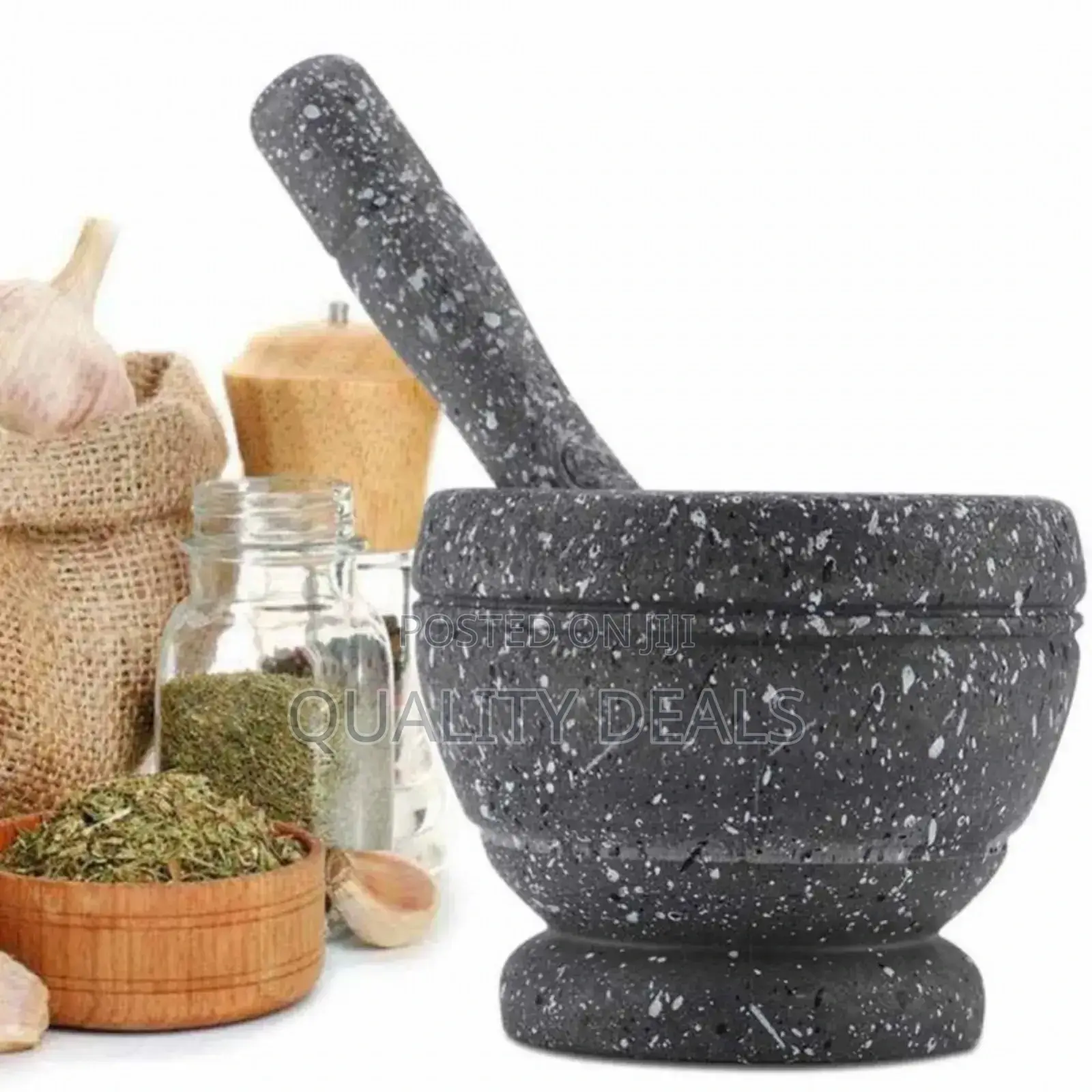 Granite Garlic Grinder With Pestle - Grey Black