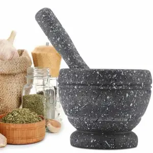 Granite Garlic Grinder With Pestle - Grey Black