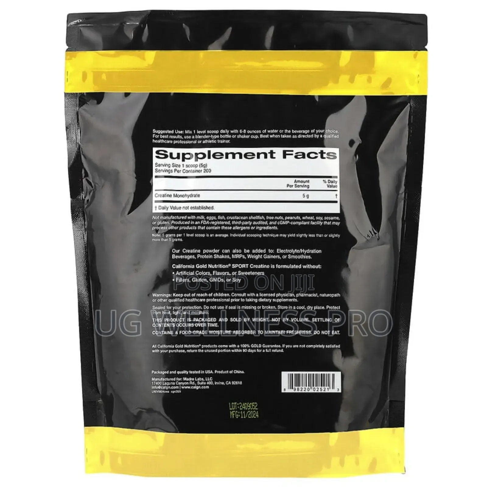 Sport, Creatine Monohydrate, Unflavored, 1 Kg 200 Servings