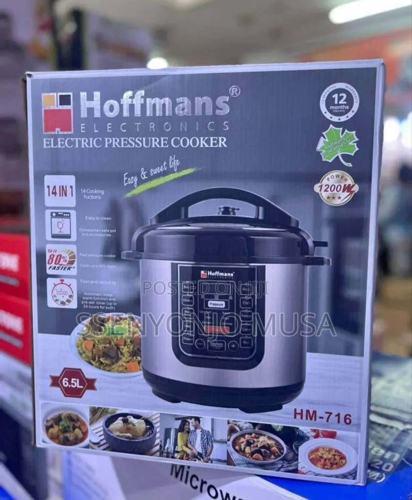 Hoffmans Electric Pressure Cooker 6.5l Digital 14-in-1 Functions
