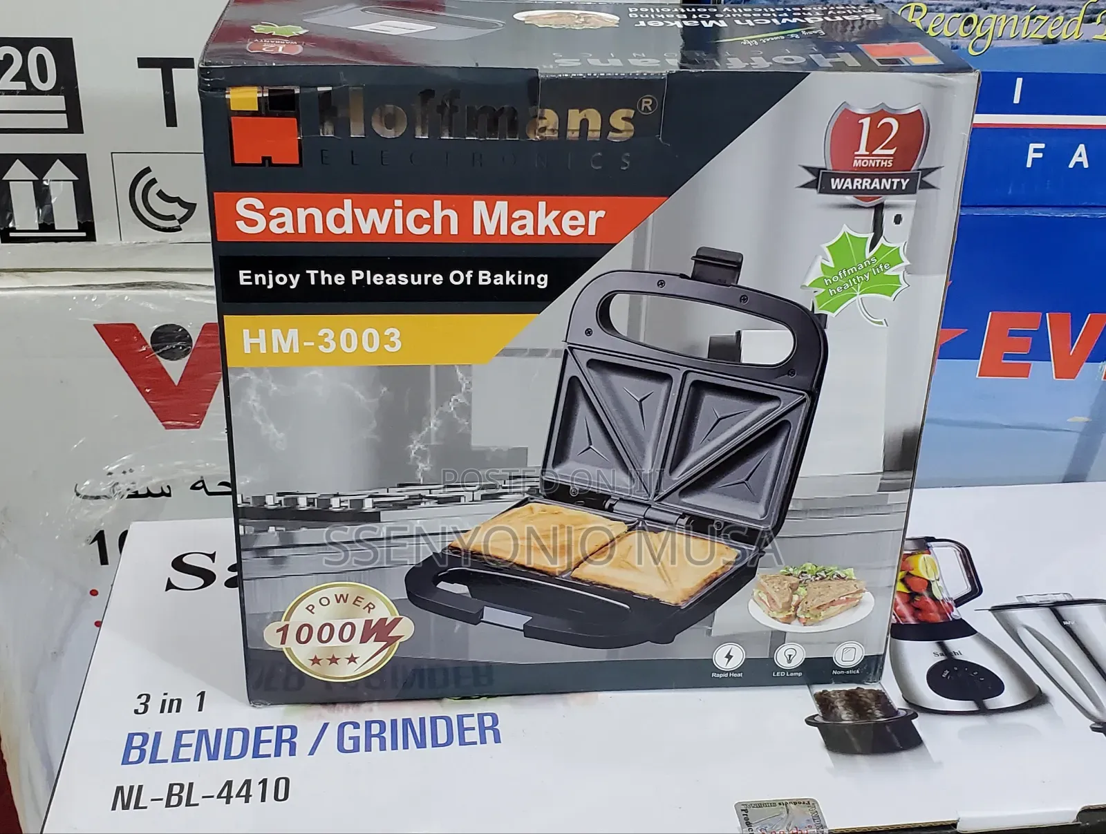 Hoffmans Sandwich Maker Hm-3003 | Non-Stick Plates