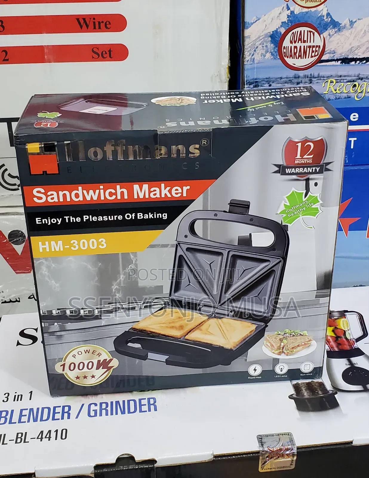 Hoffmans Sandwich Maker Hm-3003 | Non-Stick Plates