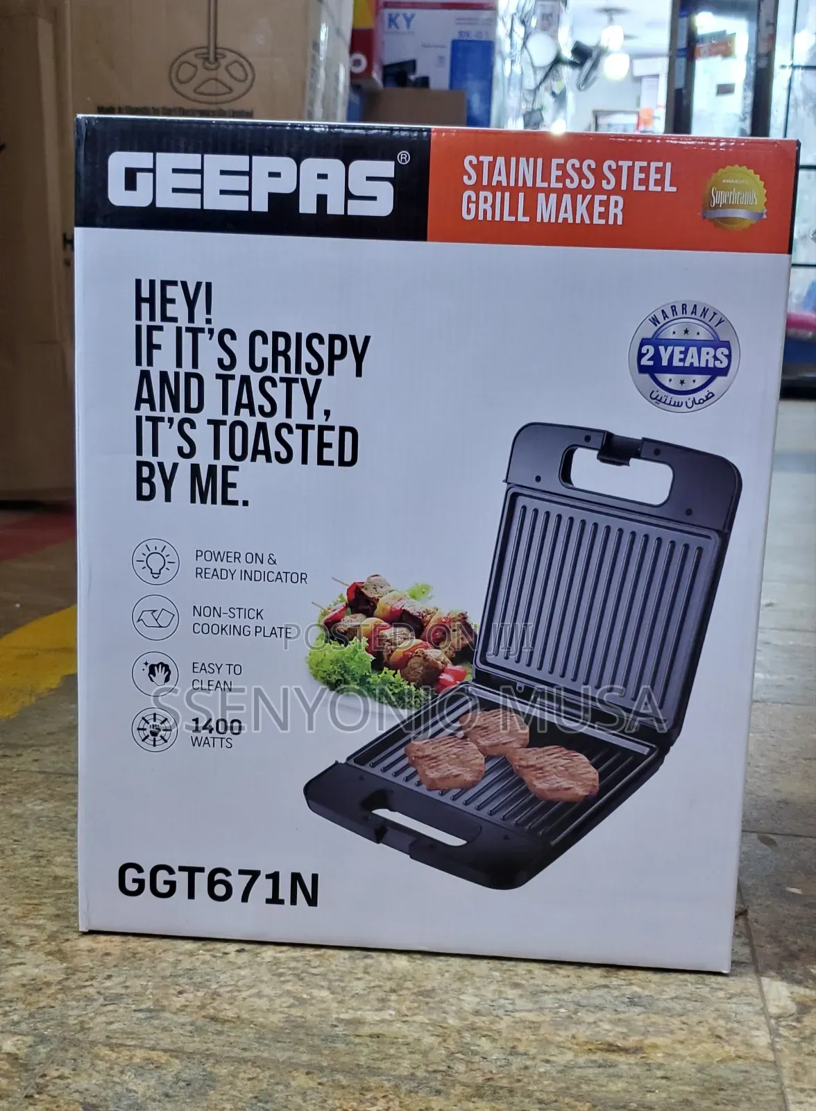 Geepas Sandwich Grill Toaster GGT-671 | 1400w White
