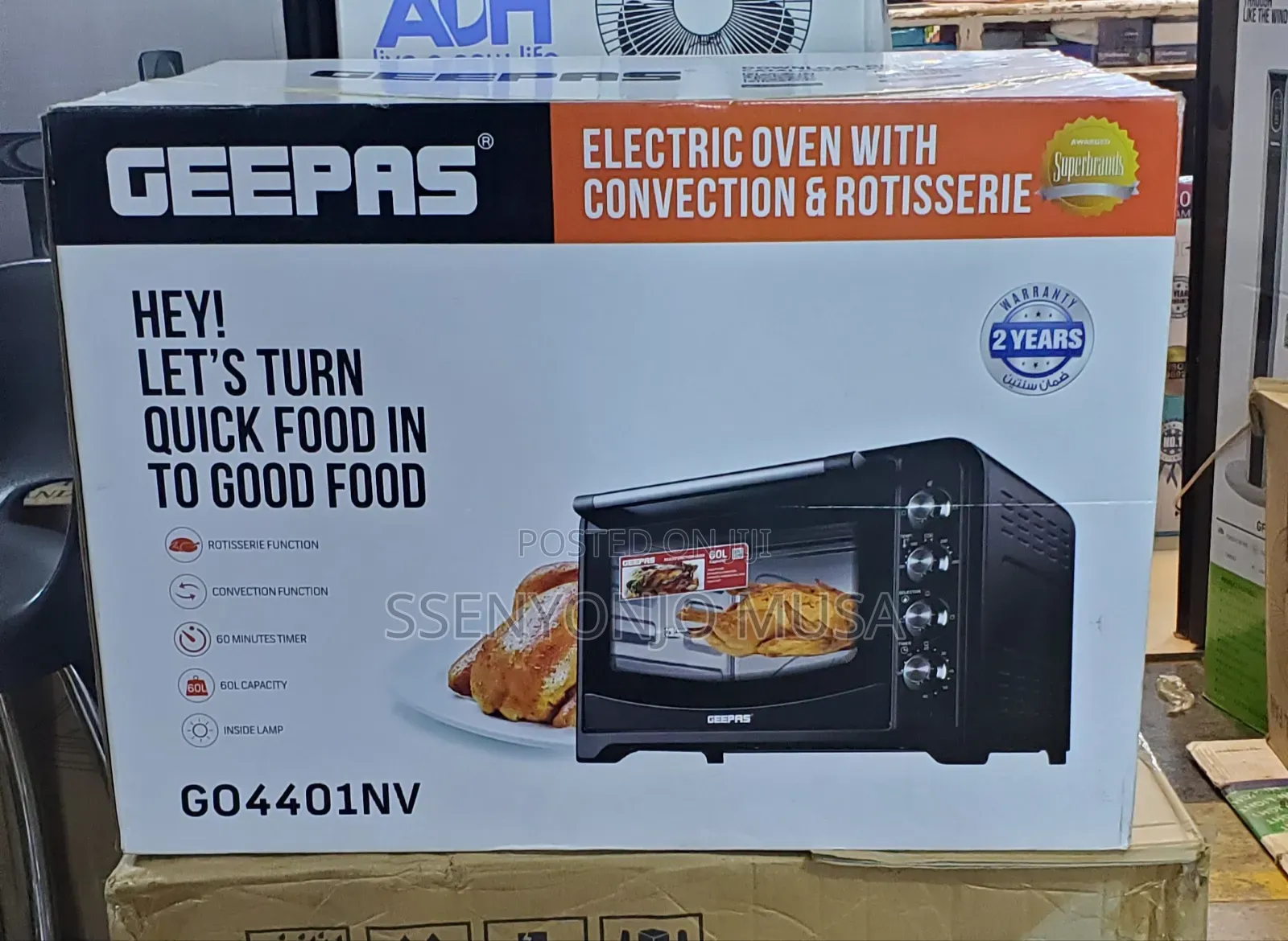 Geepas Electric Mini Oven 60l Go4401n | Convection, Rotisserie.