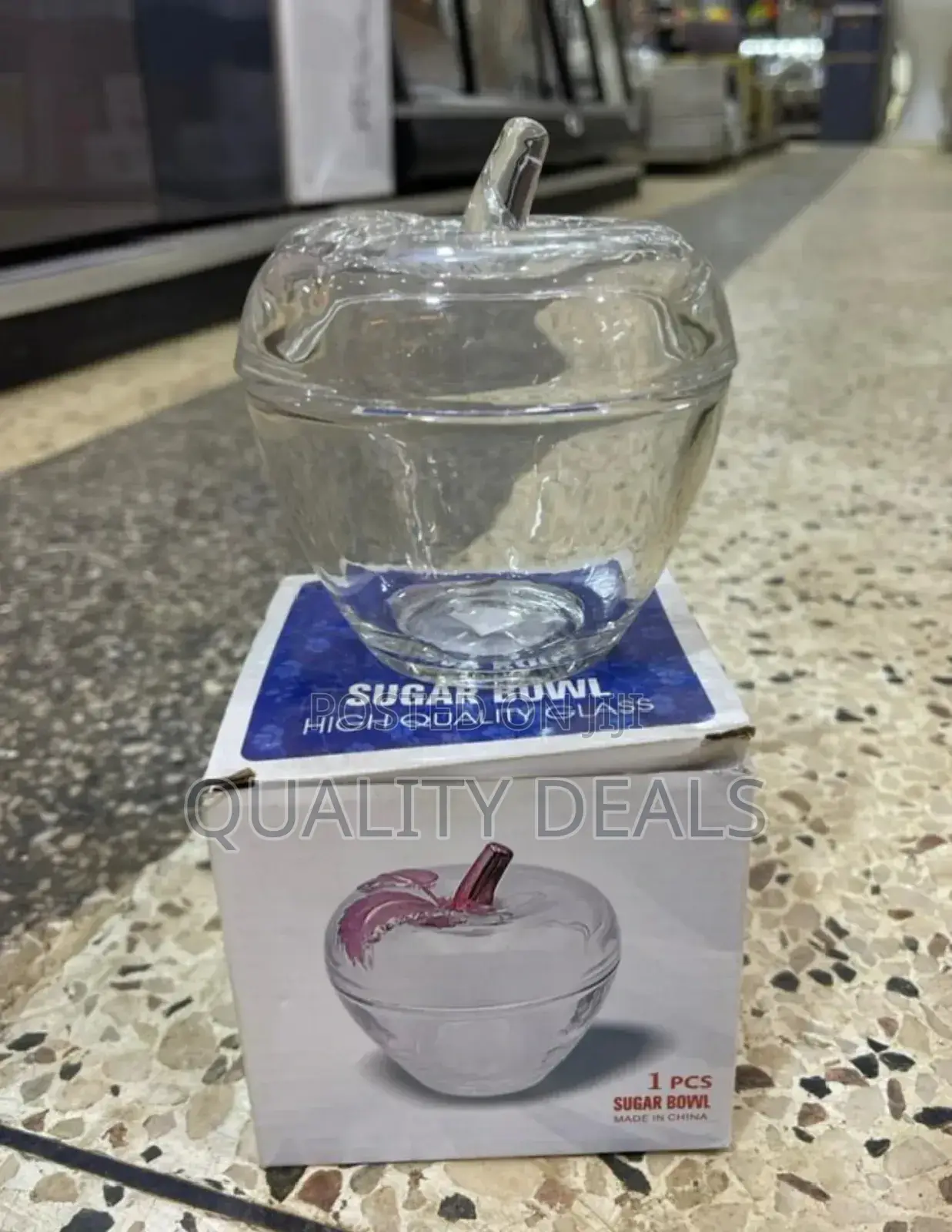 Apple Shaped Glass Sugar Bowl