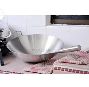 Stainless Steel Wok Pan With Steel Handle* 34cm