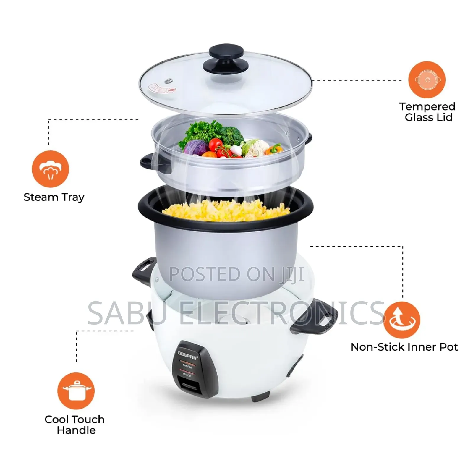 Multifunctional Sonashi Rice Cooker and Food Steamer 1.8L