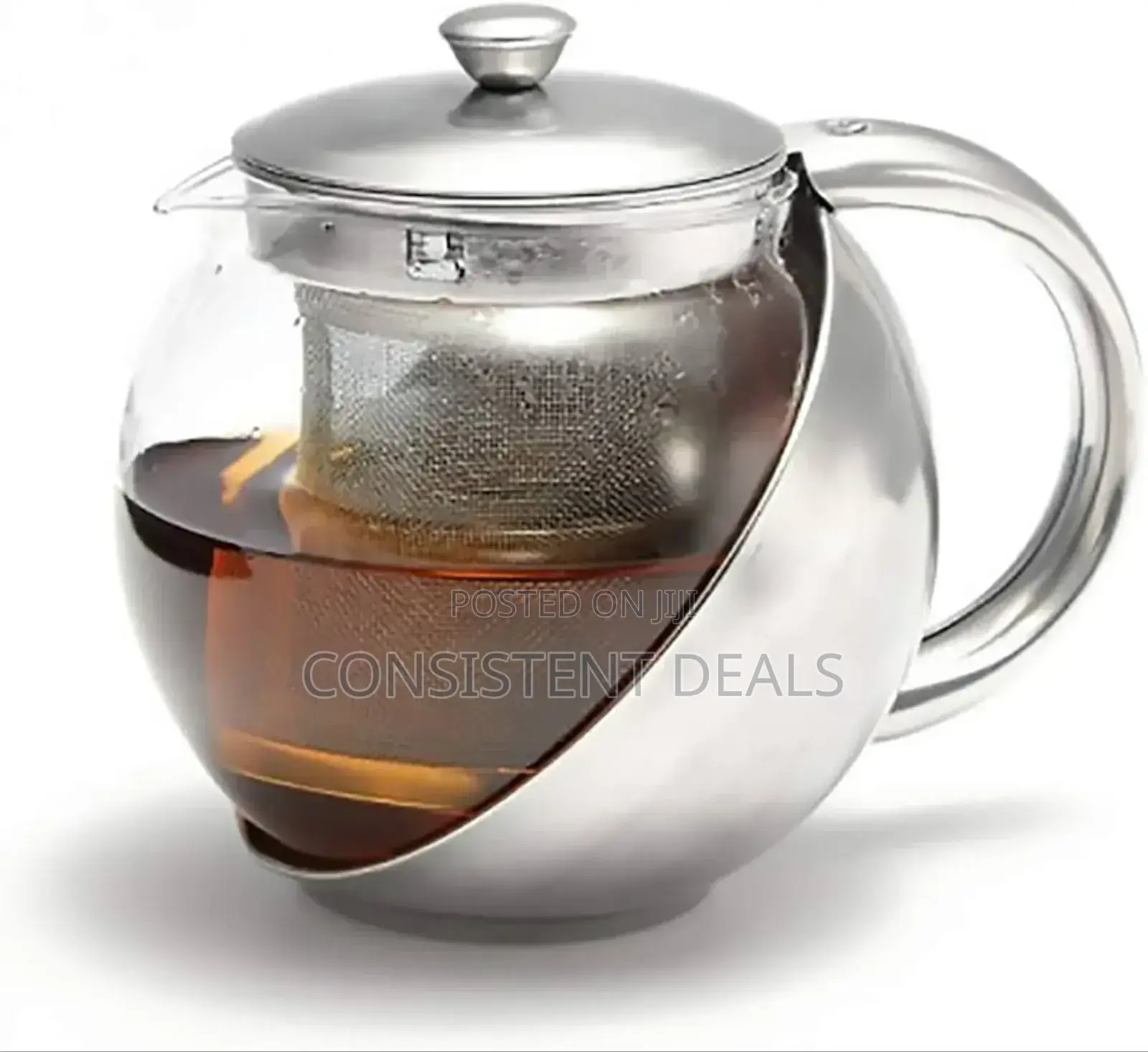 Multipurpose Clear Glass and Stainless Teapot