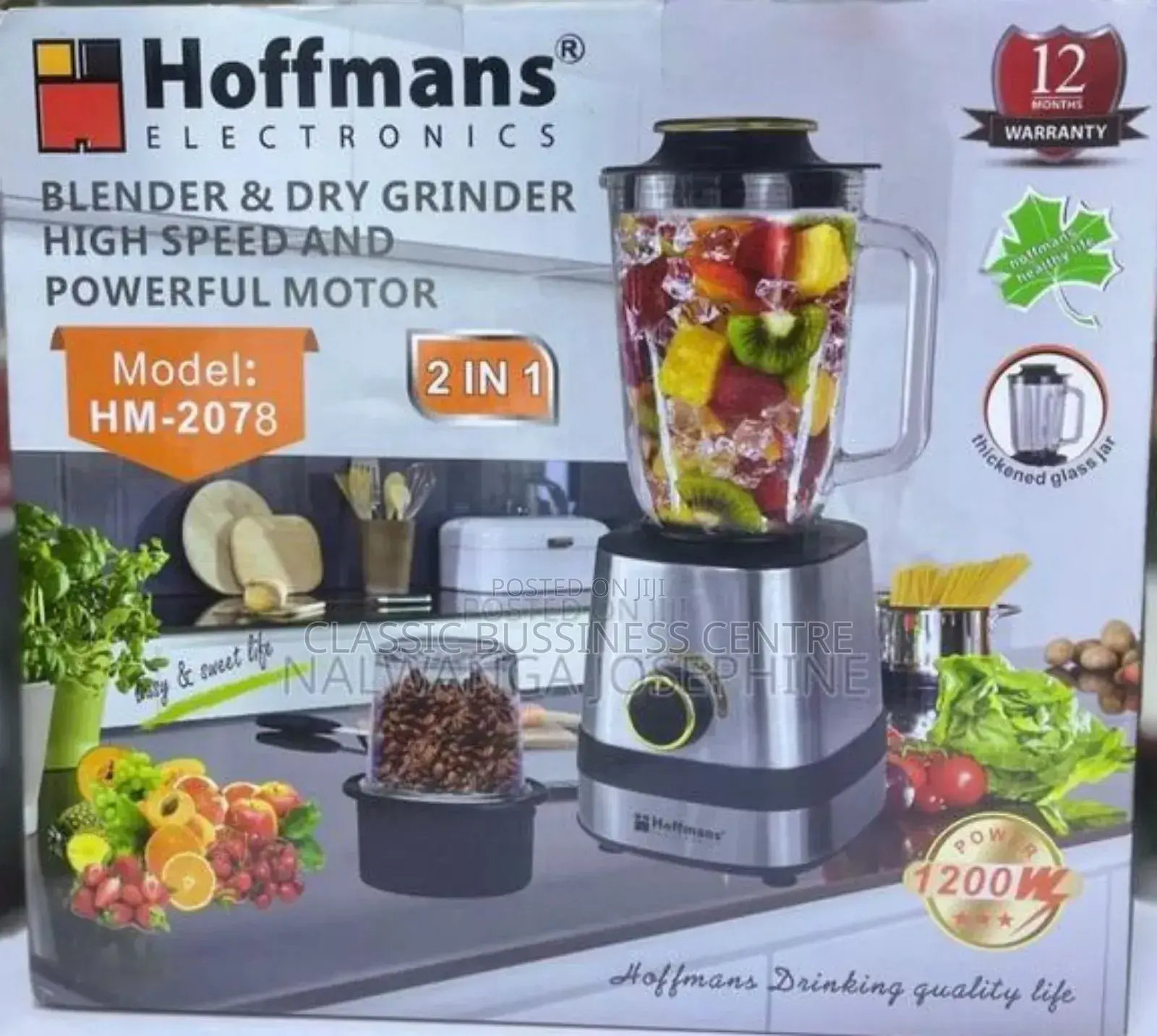 Hoffman 2 in 1 High Speed Powerful Motor Blender Dry Grinder