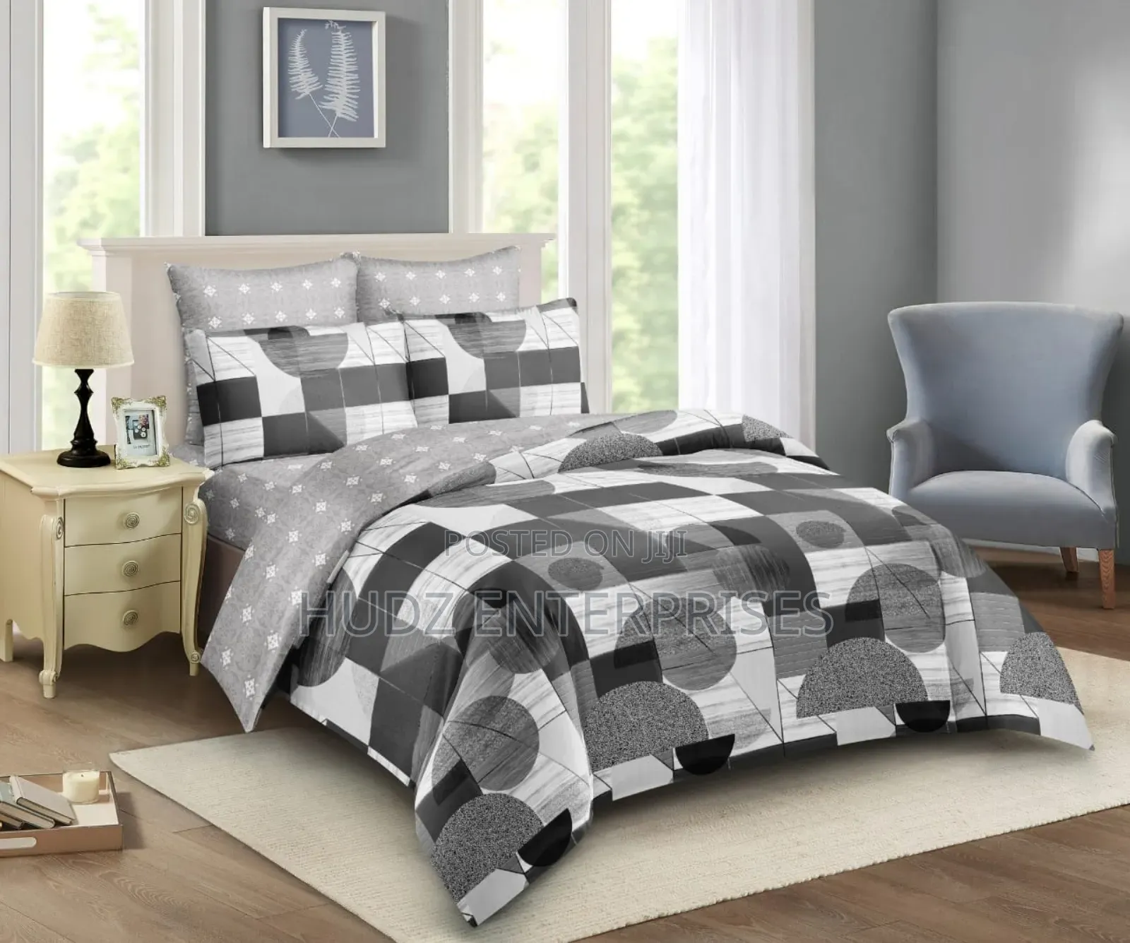 10pc Duvet King Size Grey Puzzled