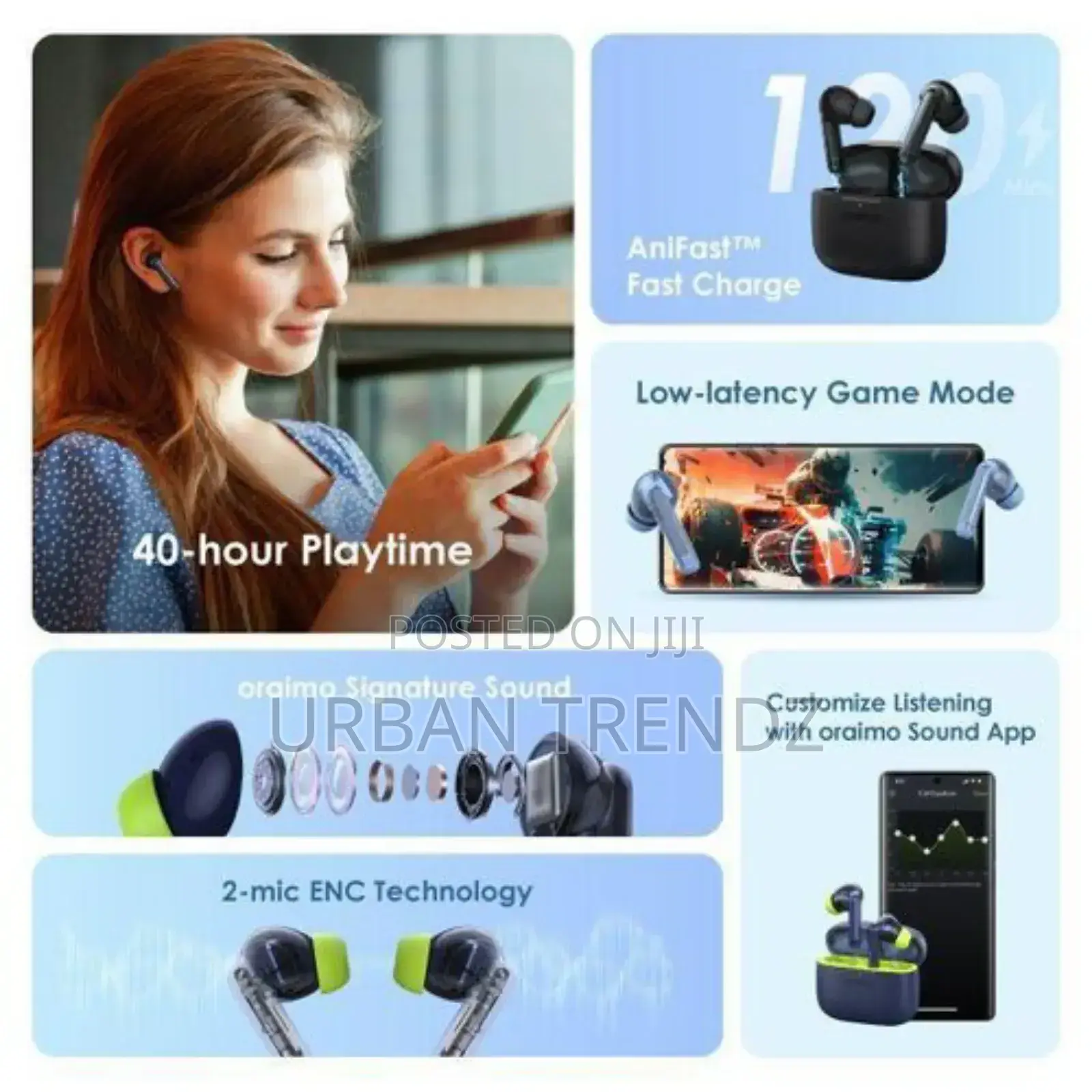 Oraimo Freepods Lite ENC 40-Hour Playtime Heavybass True