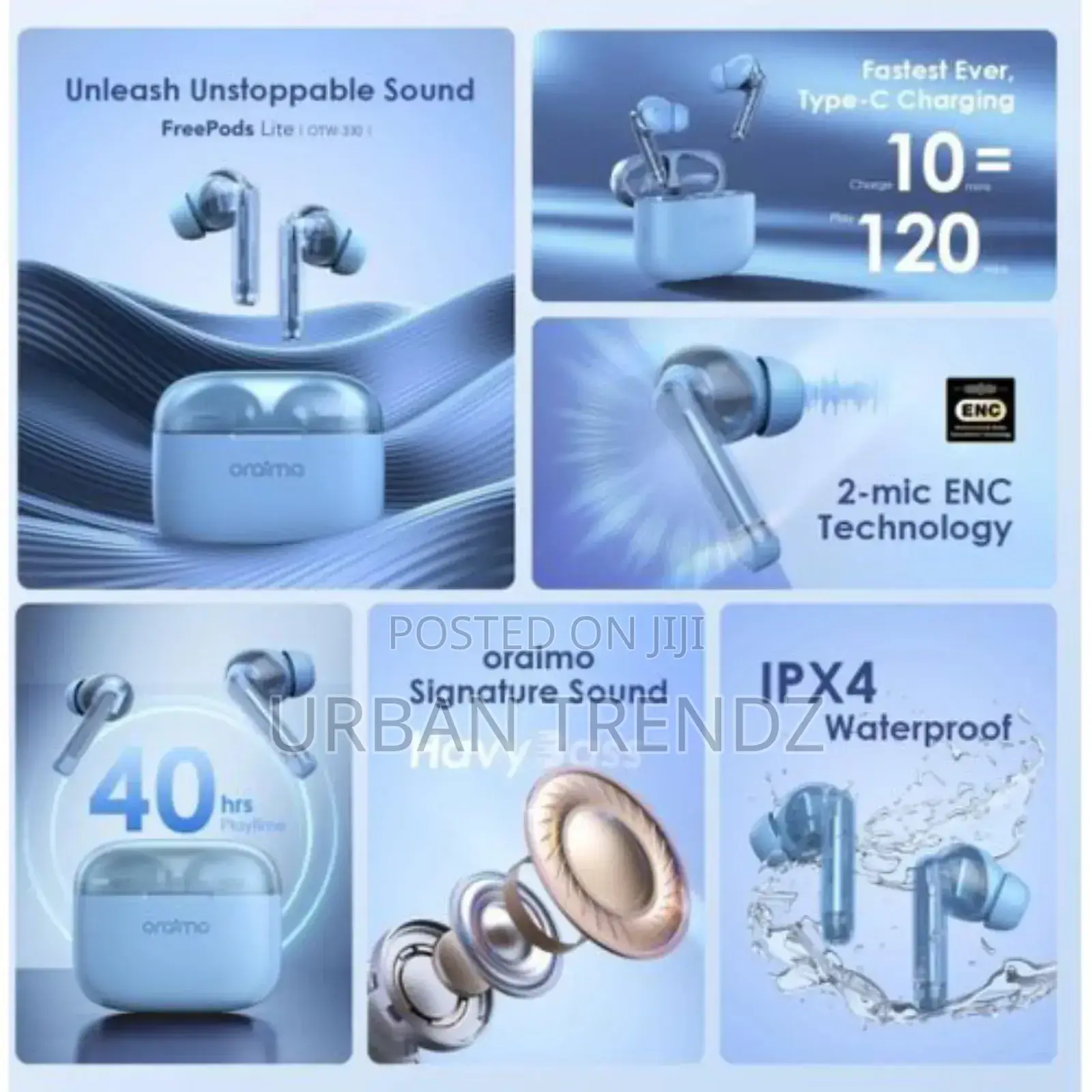 Oraimo Freepods Lite Earbuds With 40hr Playtime,Custom