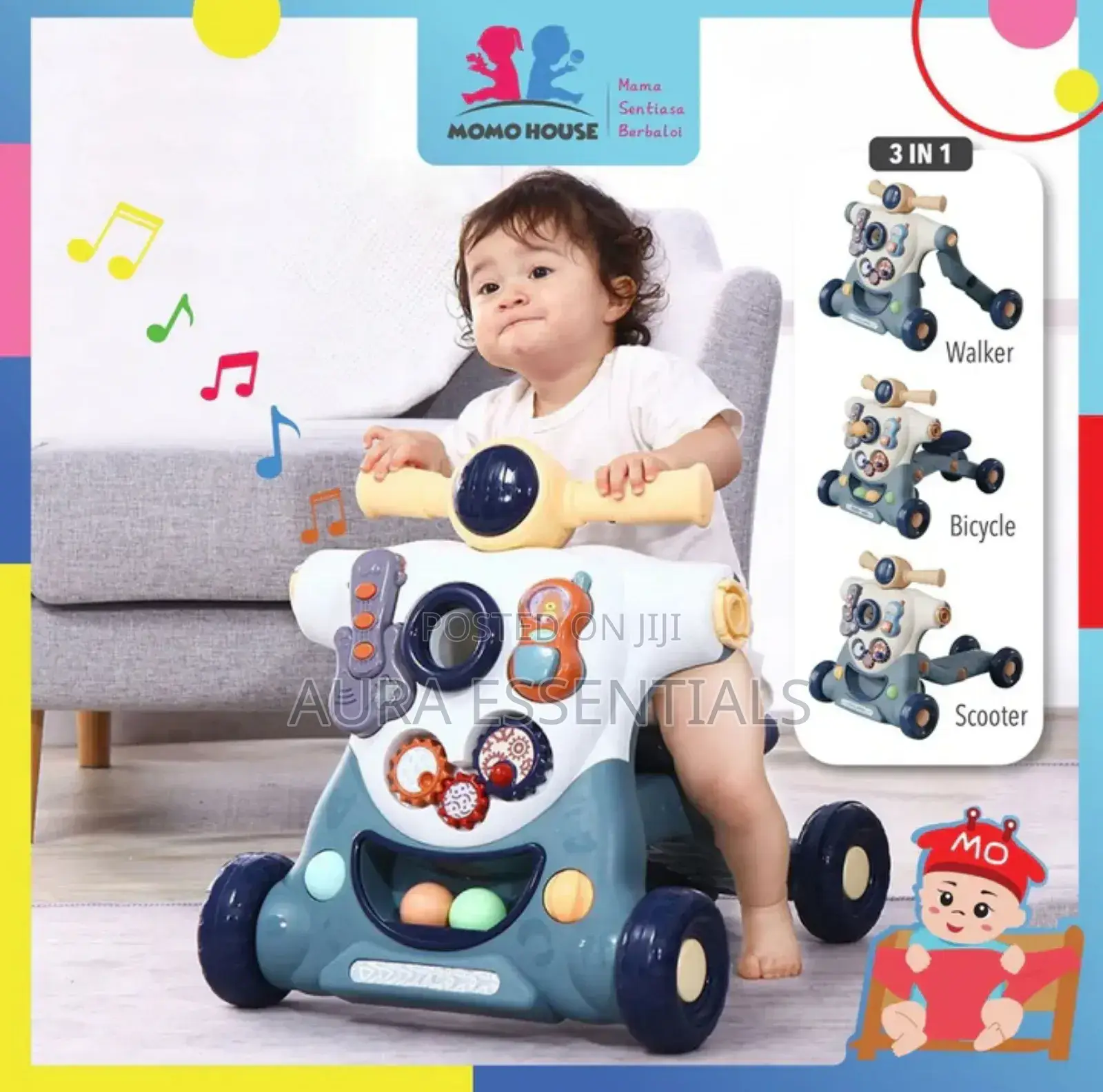 3 in 1 Baby Walker Anti-Roller Walkers