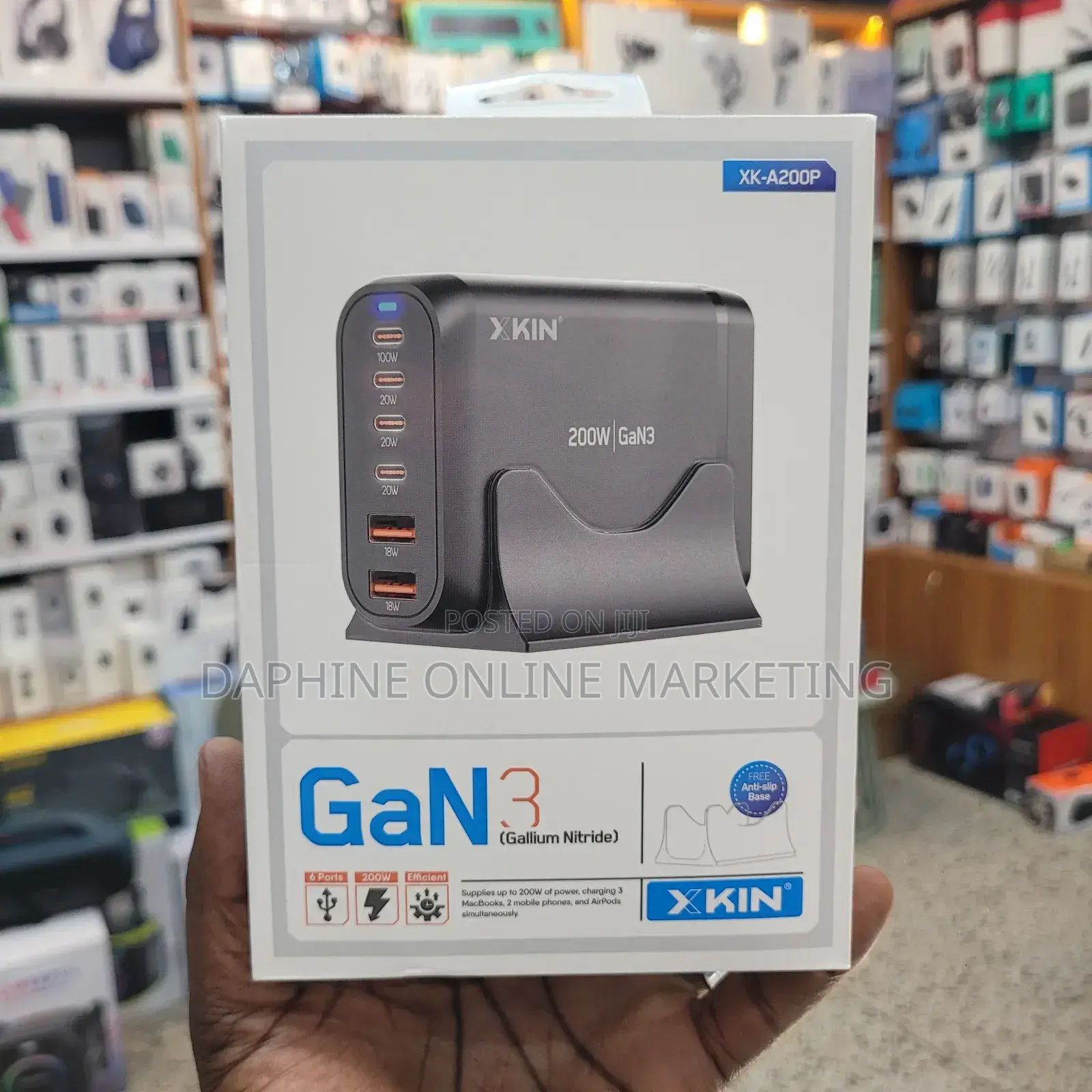 200W Gan 6-Port USB-C Charger, Fast PD QC Charging