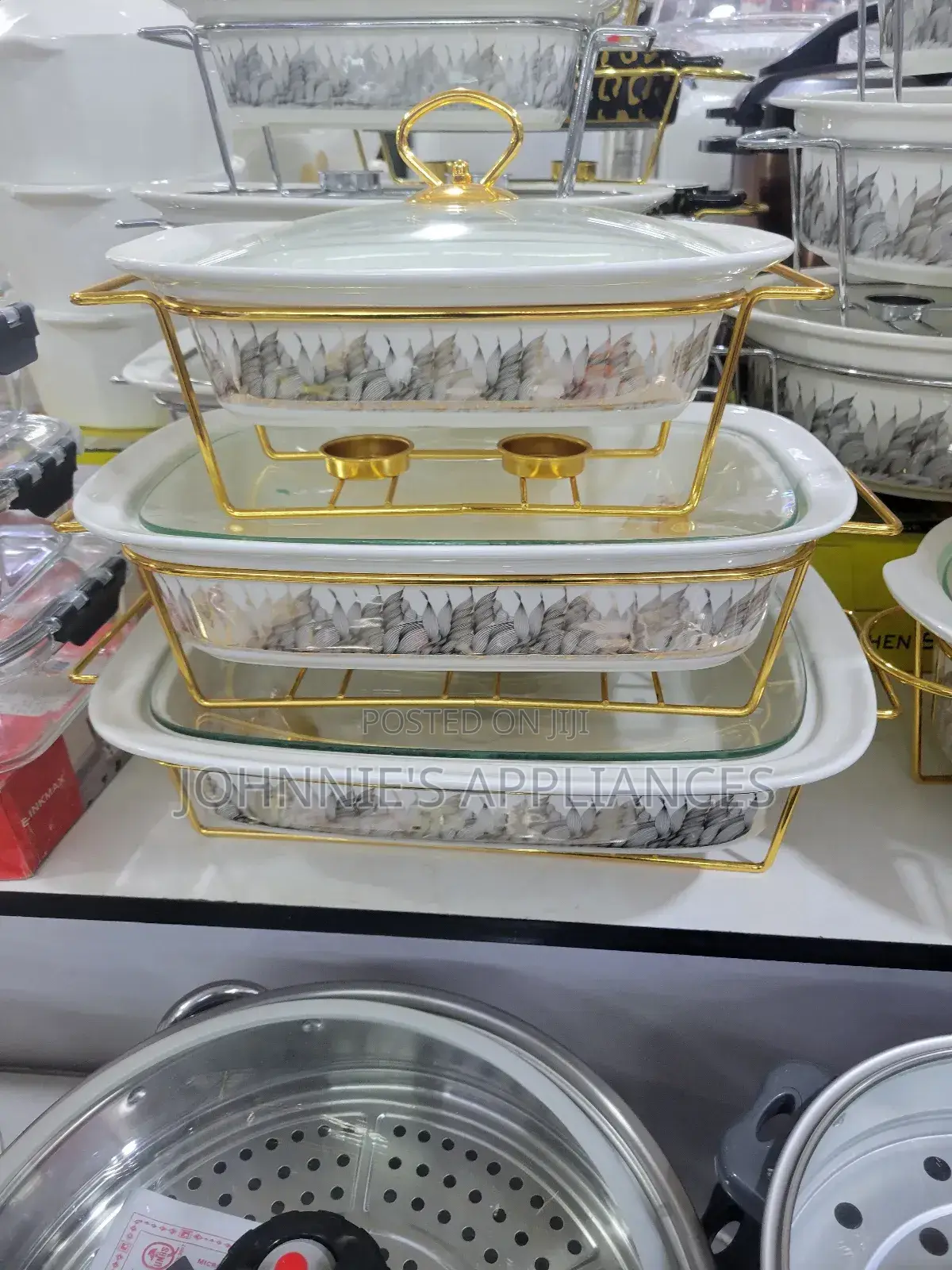 Ceramic High Quality Gold Food Warmer Dishes 3pics