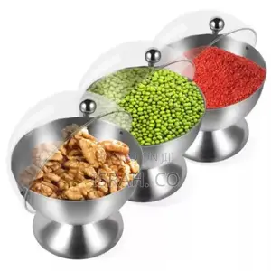 3 Pc Seasoning Serving Bowl With Lids Sugar Salt Storage