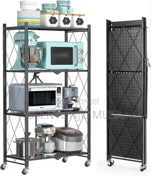 Homemiyn Folding Shelf With Wheels | 4/5 Levels, Heavyduty.