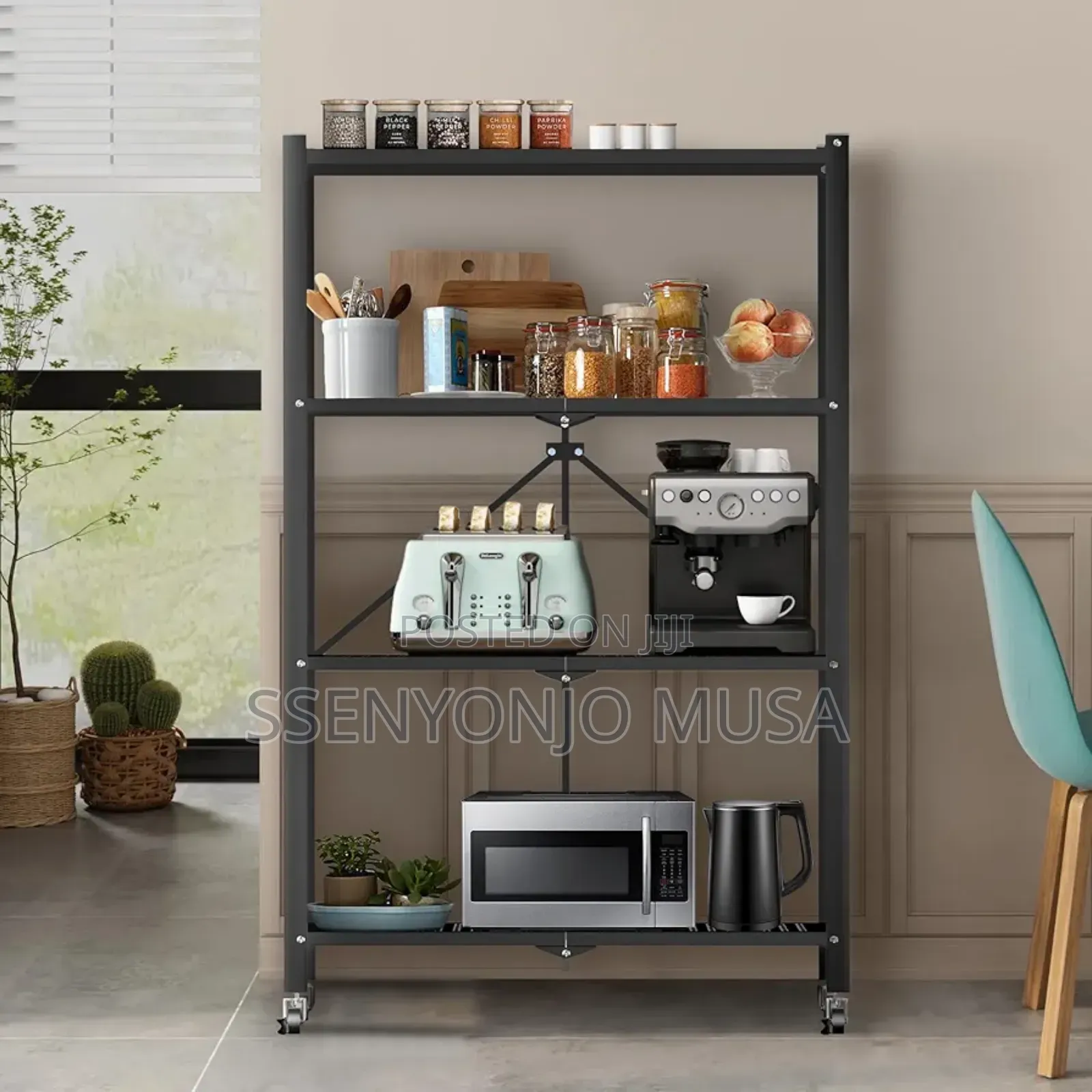 Homemiyn Folding Shelf With Wheels | 4/5 Levels, Heavyduty.