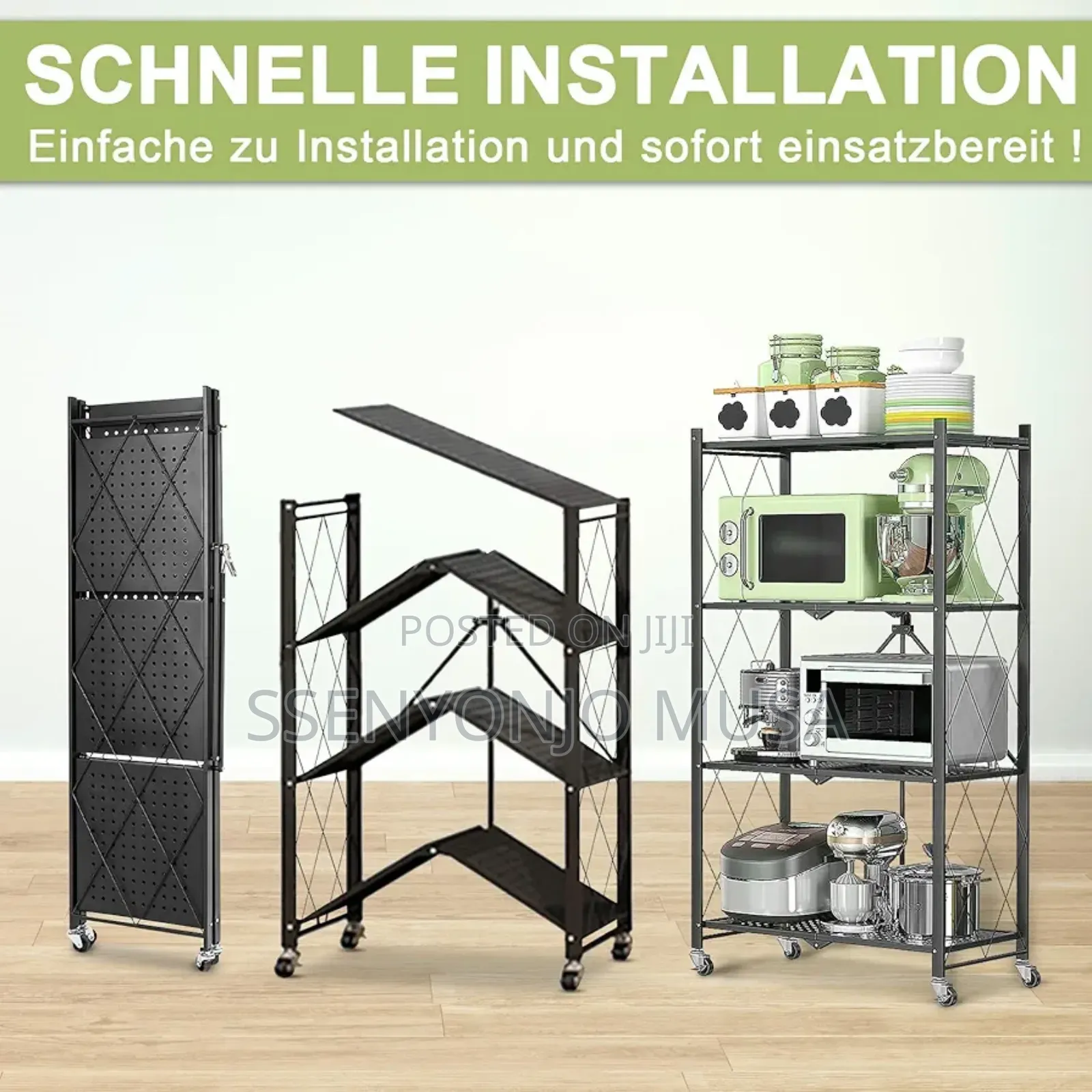 Homemiyn Folding Shelf With Wheels | 4/5 Levels, Heavyduty.