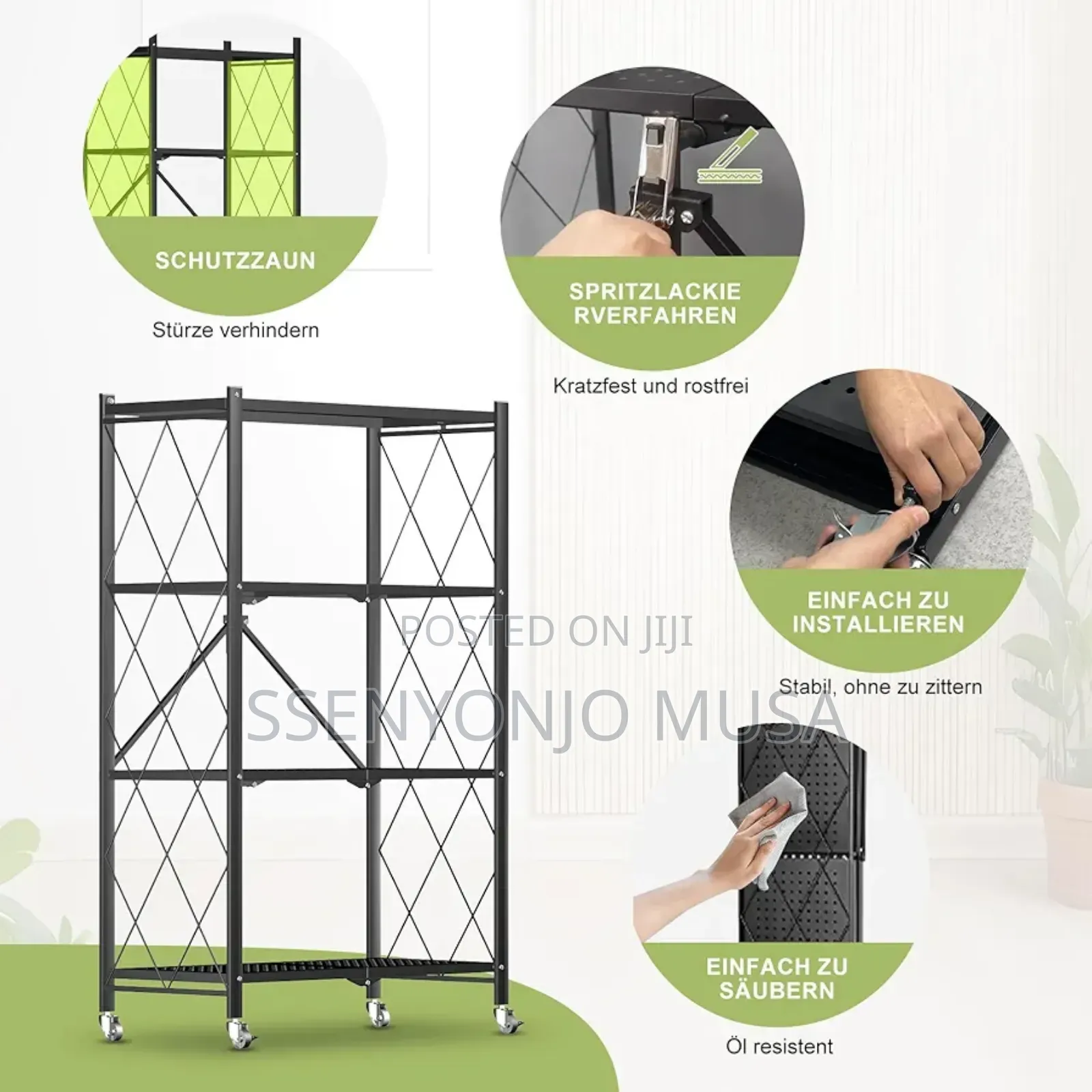 Homemiyn Folding Shelf With Wheels | 4/5 Levels, Heavyduty.