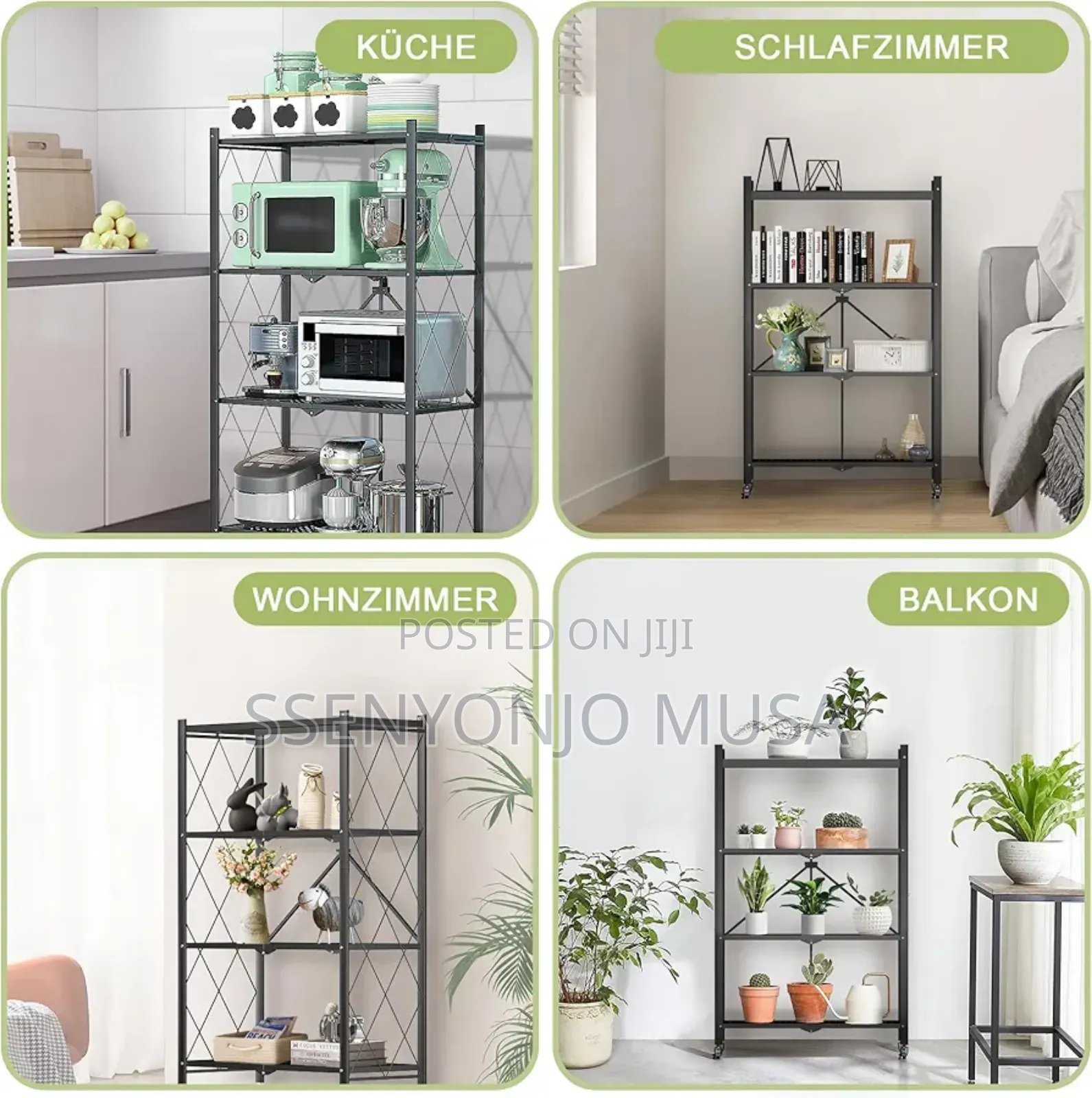 Homemiyn Folding Shelf With Wheels | 4/5 Levels, Heavyduty.