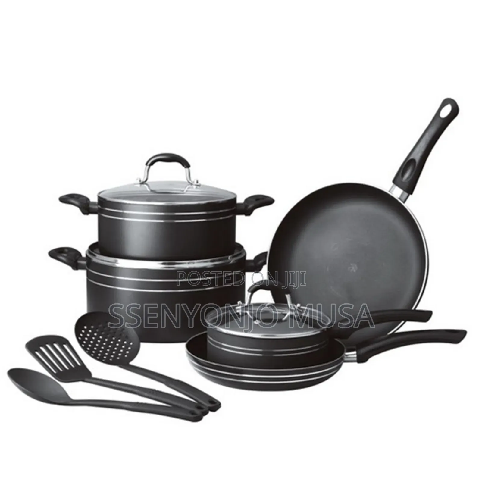 11 Pieces Non-Stick Cookware Set With Frying Pan | Black