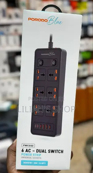 Porodo Blue 6-Ac Dual Switch