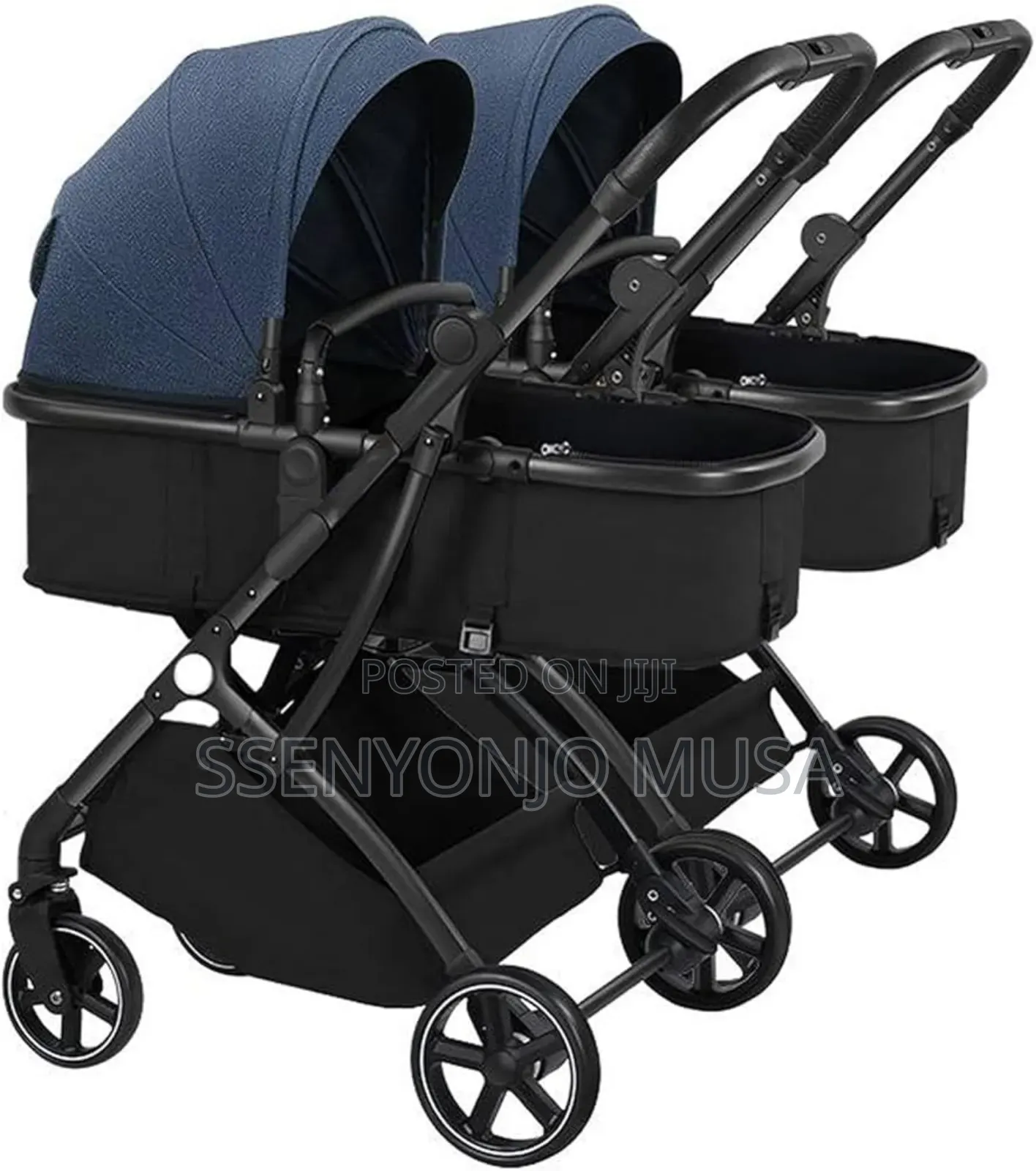 Baby Trolley Foldable Double Pushchair |Reversible Bassinet Twins