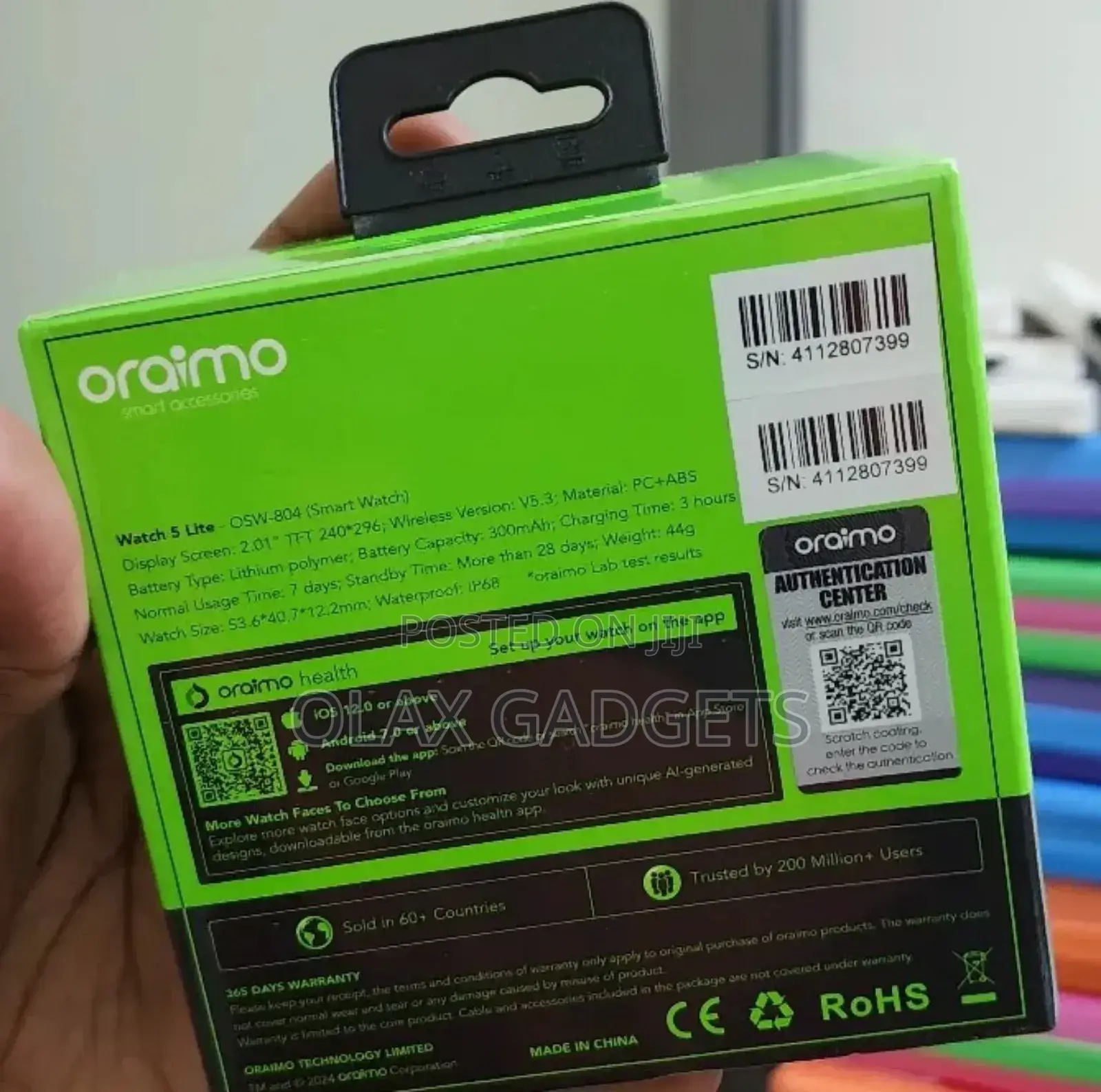 Oraimo Watch 5 Lite 2.01" Hd Calling Waterproof Smart Watch
