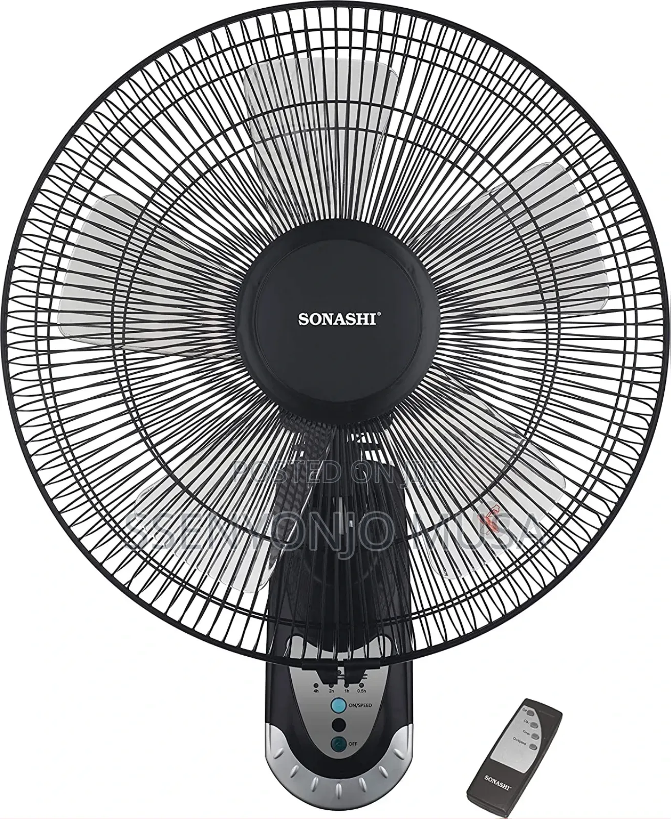 Sonashi 16 Inch Wall Fan With Remote Control/Black/Sf-8007wr