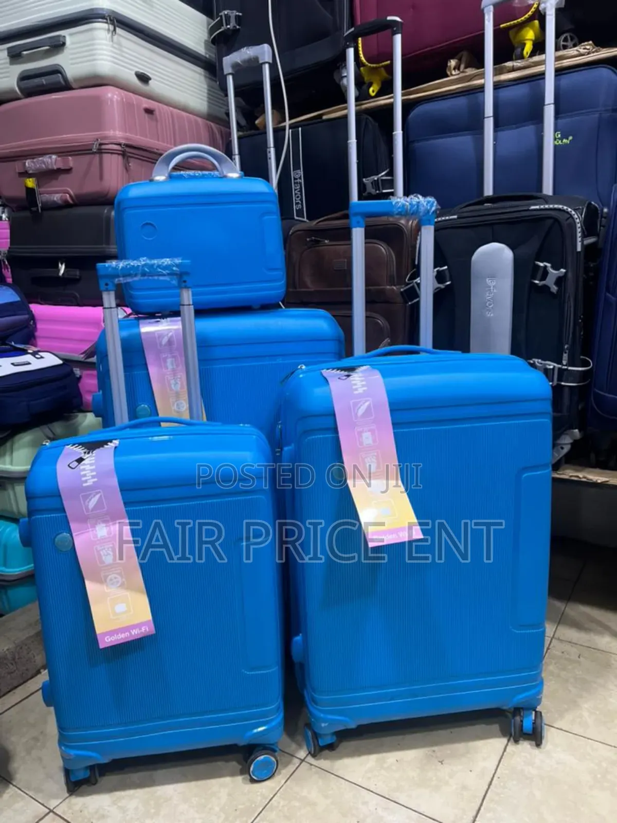 Good Partner Rubber Suitcases.Fullset. 4pcs. ( Blue)