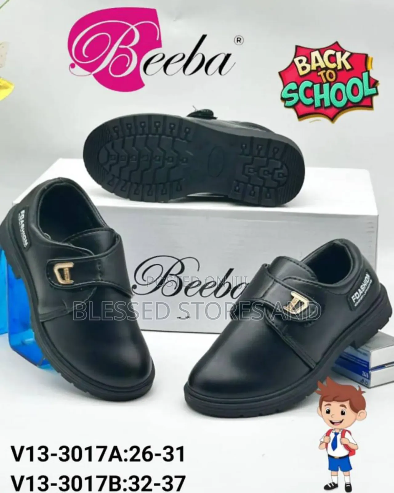 Boys Black School Shoes