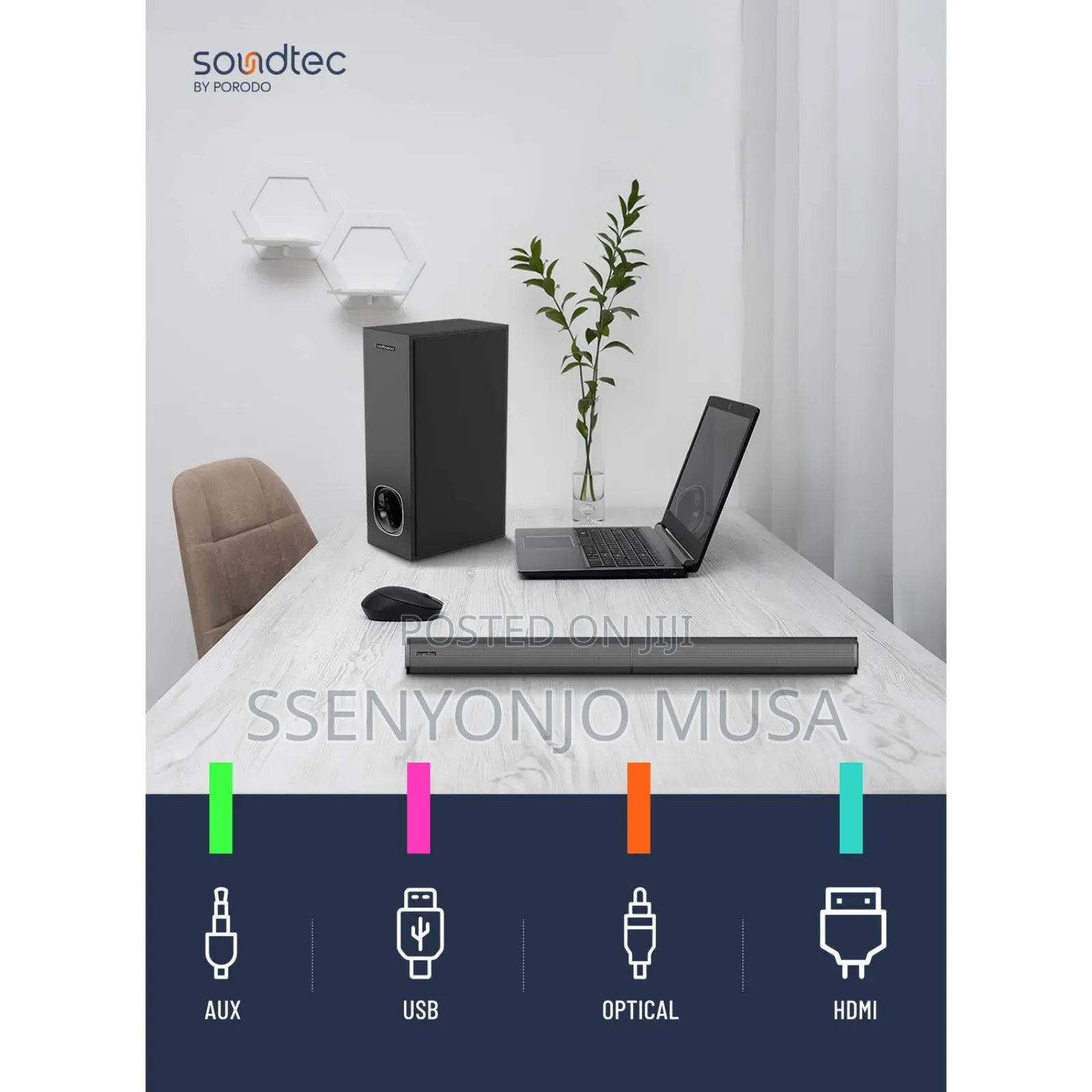 Porodo Soundtec 2.1CH Bluetooth Soundbar | 100W Powerful-