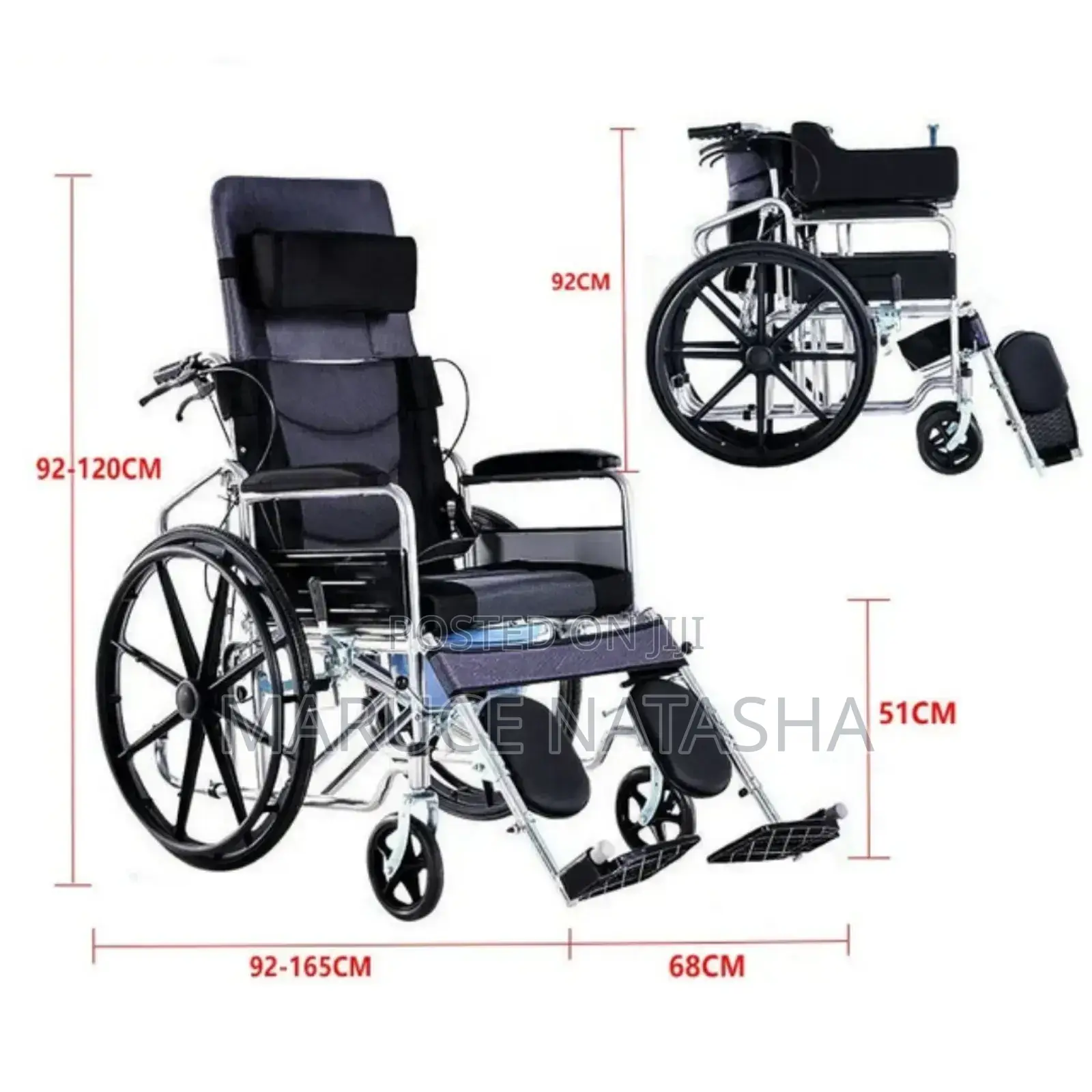 Stainless Steel Reclining Wheelchair With a Poty