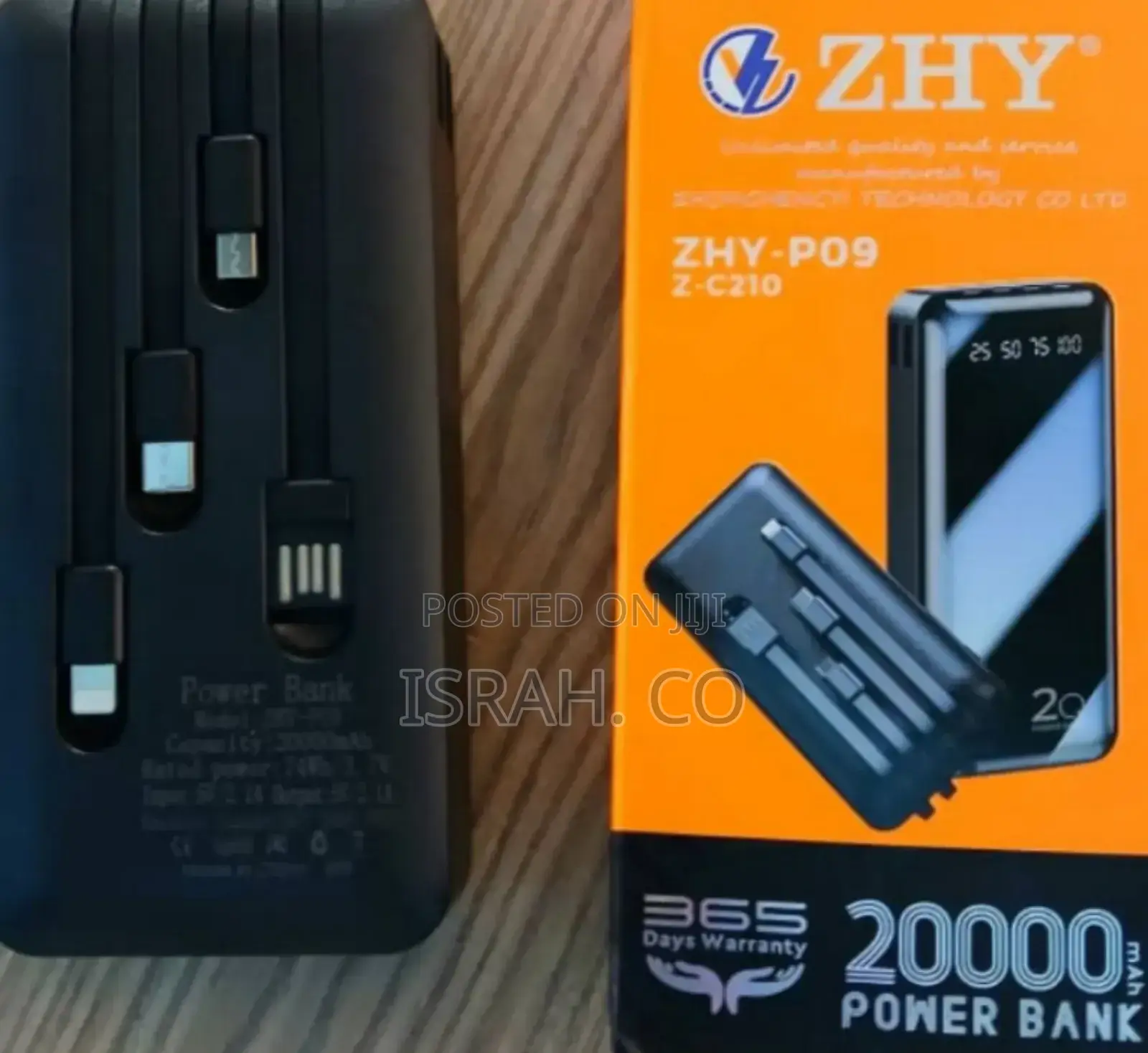 ZHY 20000mah Powerbank WTH Inbuilt Type-C,Micro,Lighting,USB