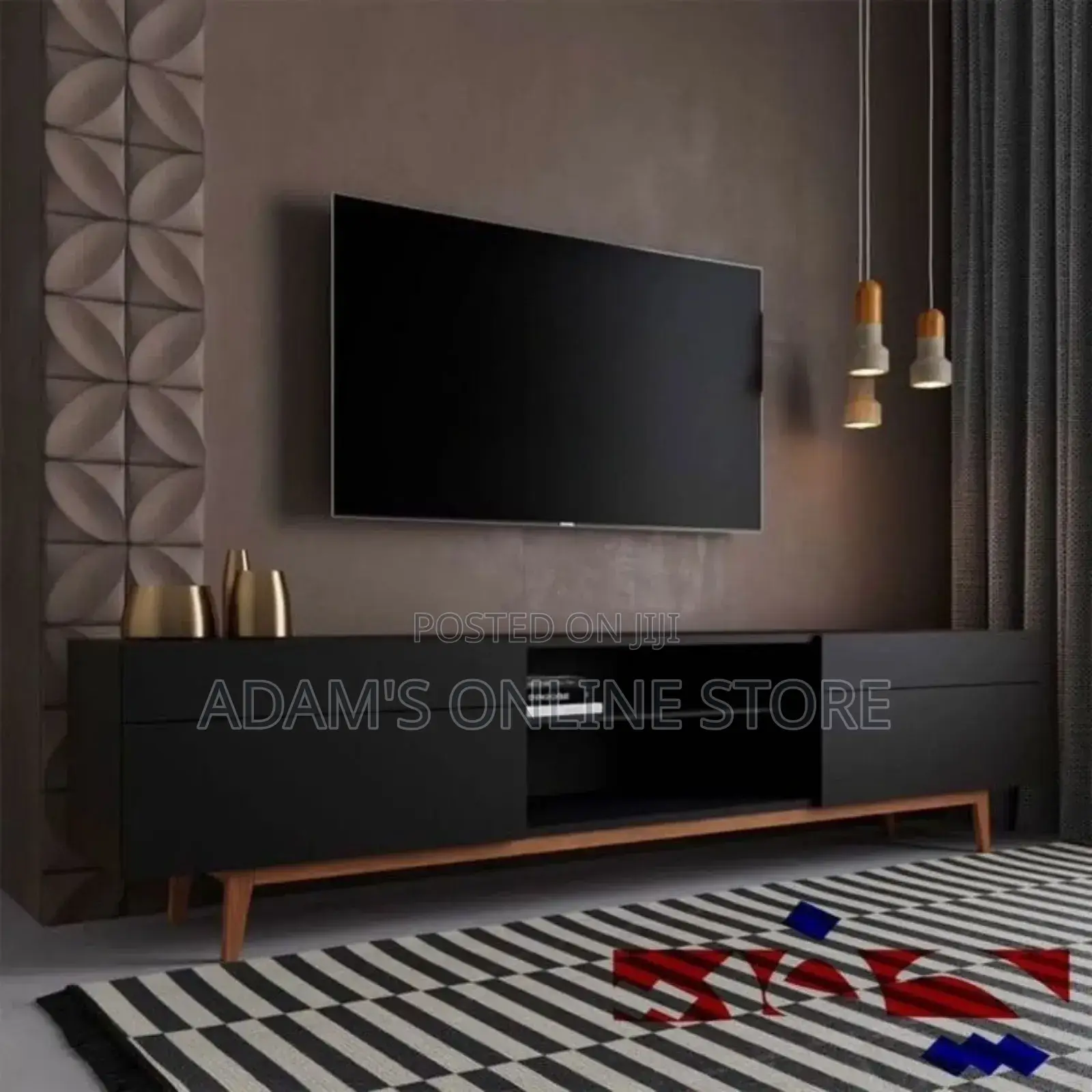 Black and Brown Stand Tv Unit 35cm Width by 6ft Length