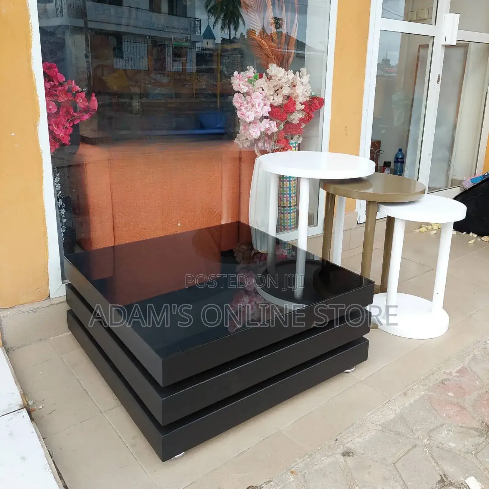 Black Square Certer Table 85cm Square by 45cm Height